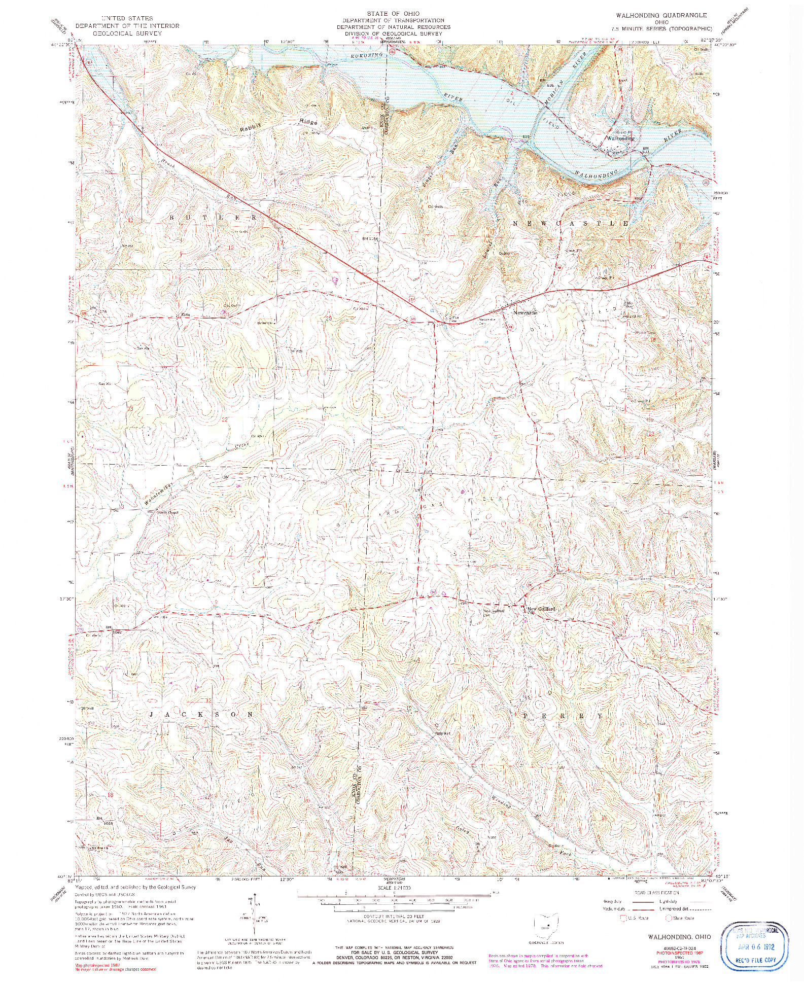 USGS 1:24000-SCALE QUADRANGLE FOR WALHONDING, OH 1961
