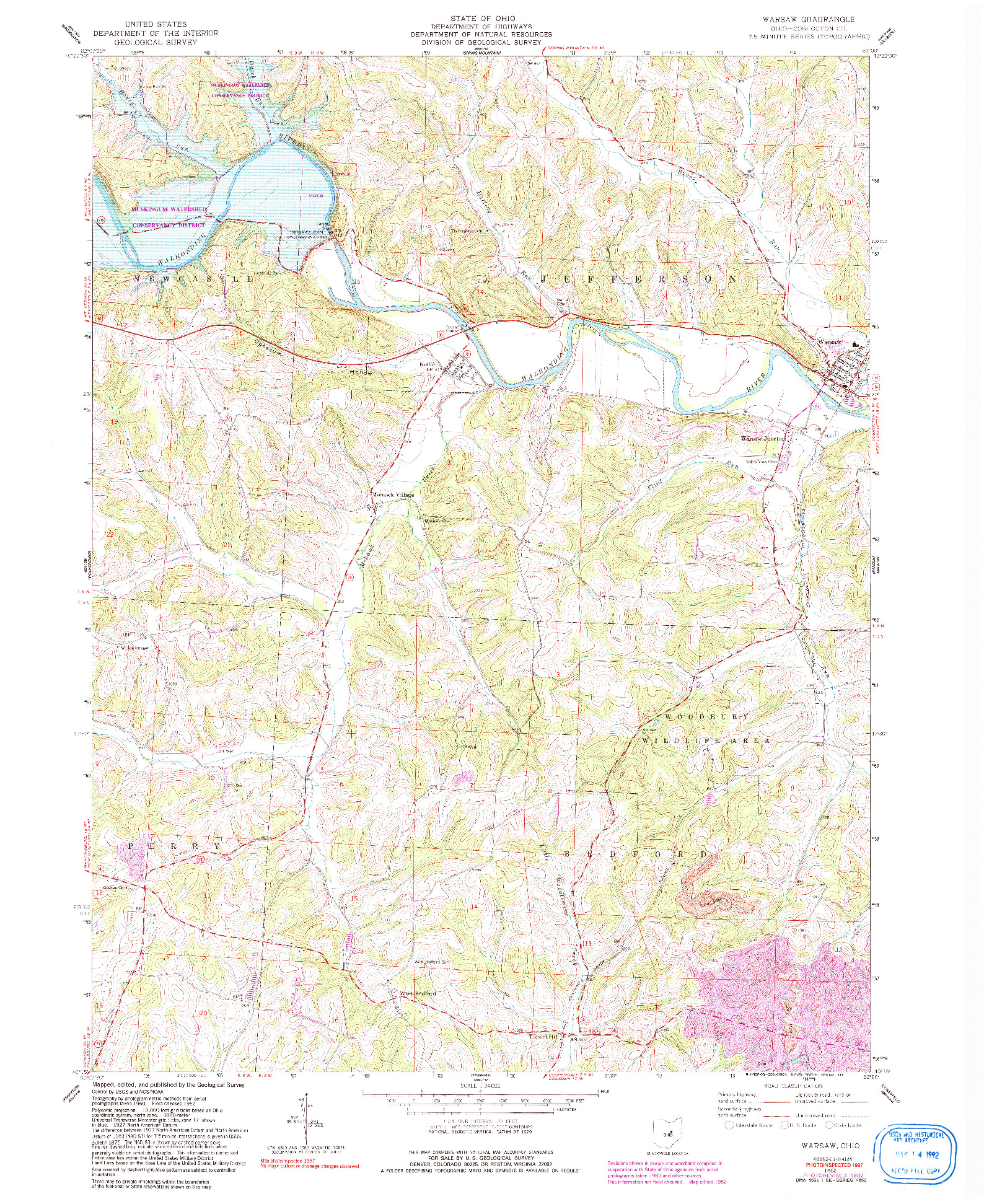 USGS 1:24000-SCALE QUADRANGLE FOR WARSAW, OH 1962
