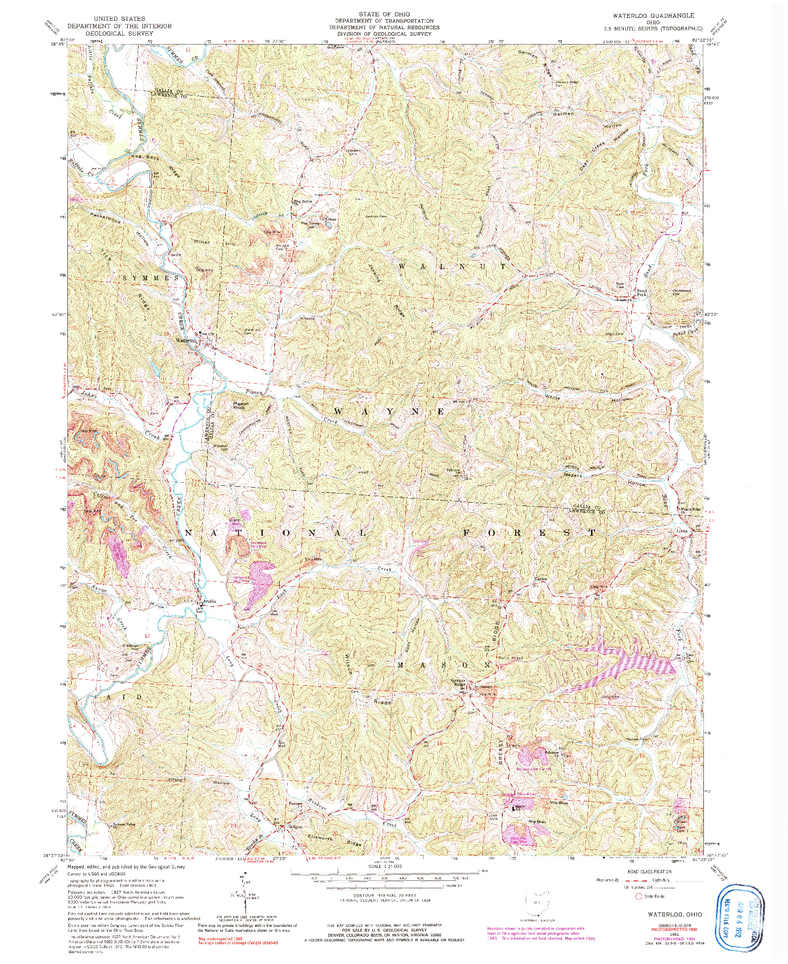 USGS 1:24000-SCALE QUADRANGLE FOR WATERLOO, OH 1961