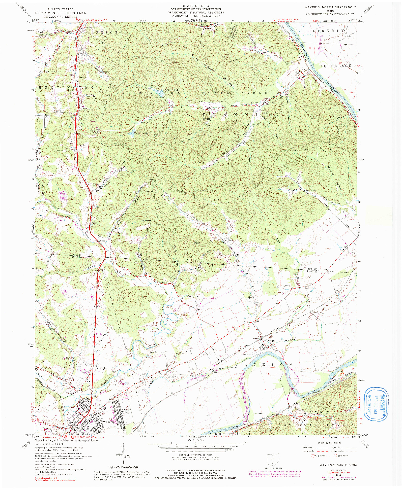 USGS 1:24000-SCALE QUADRANGLE FOR WAVERLY NORTH, OH 1961