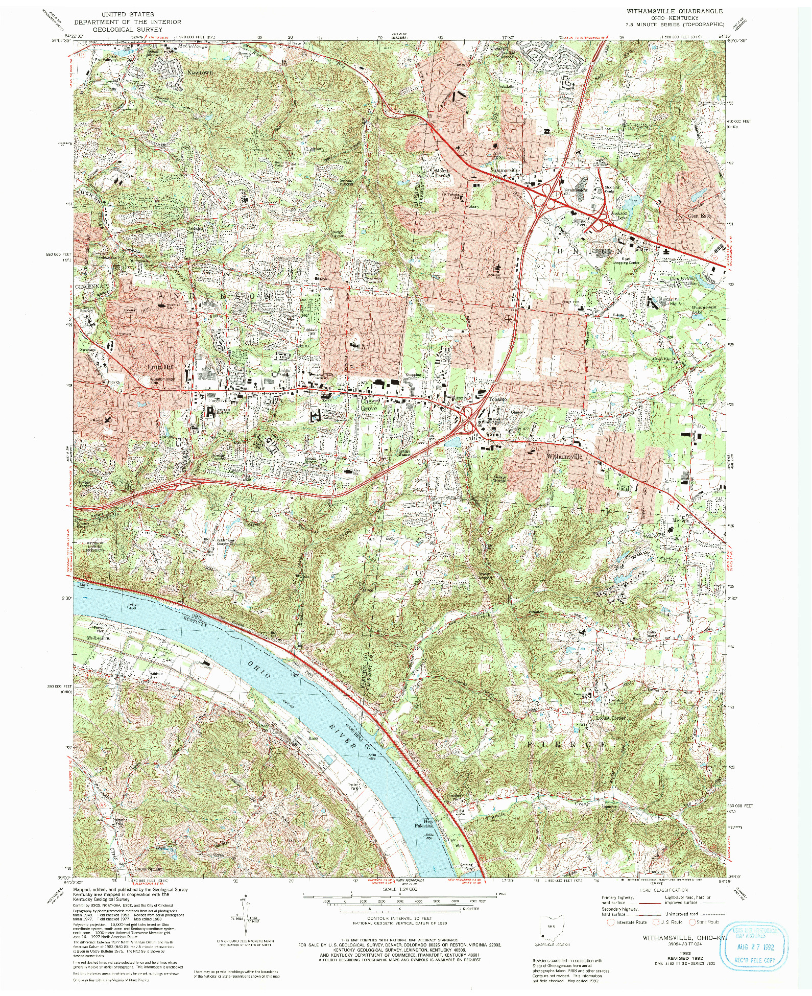 USGS 1:24000-SCALE QUADRANGLE FOR WITHAMSVILLE, OH 1983