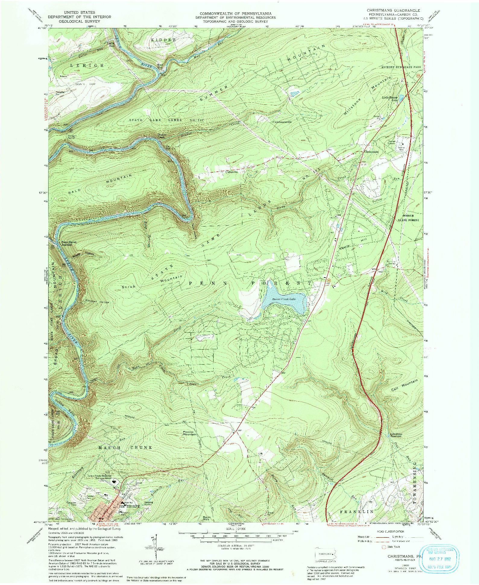 USGS 1:24000-SCALE QUADRANGLE FOR CHRISTMANS, PA 1960