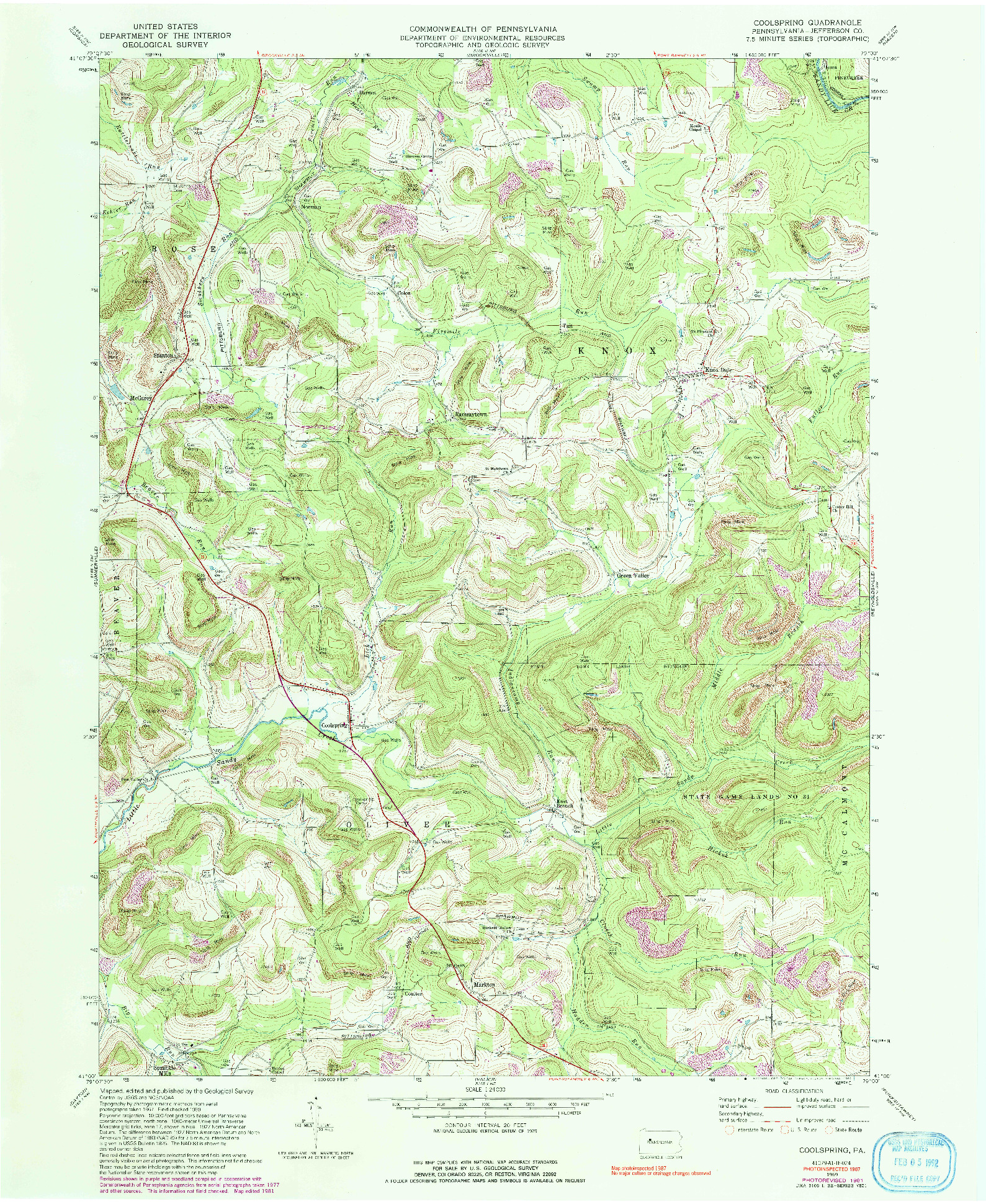 USGS 1:24000-SCALE QUADRANGLE FOR COOLSPRING, PA 1969