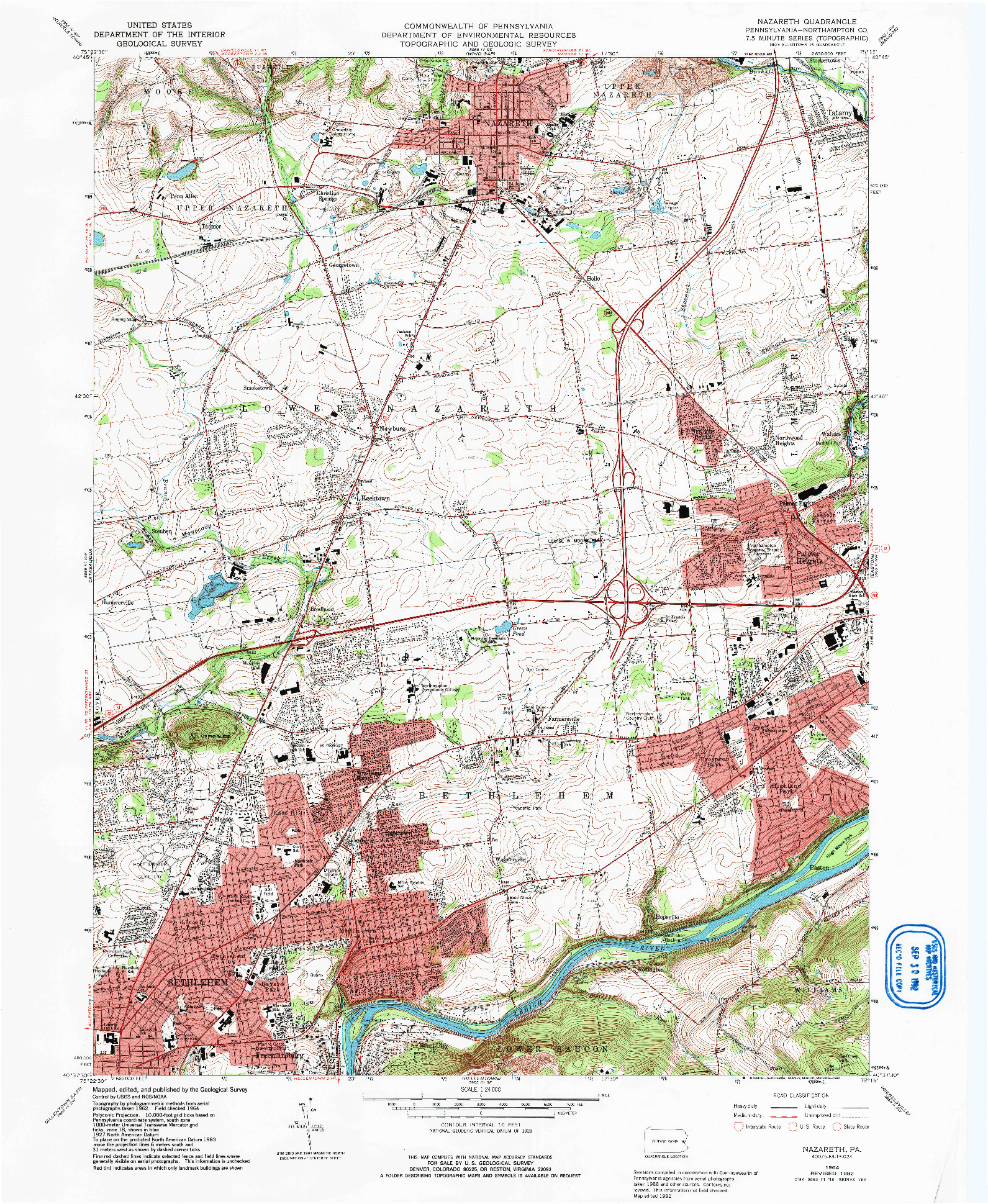 USGS 1:24000-SCALE QUADRANGLE FOR NAZARETH, PA 1964