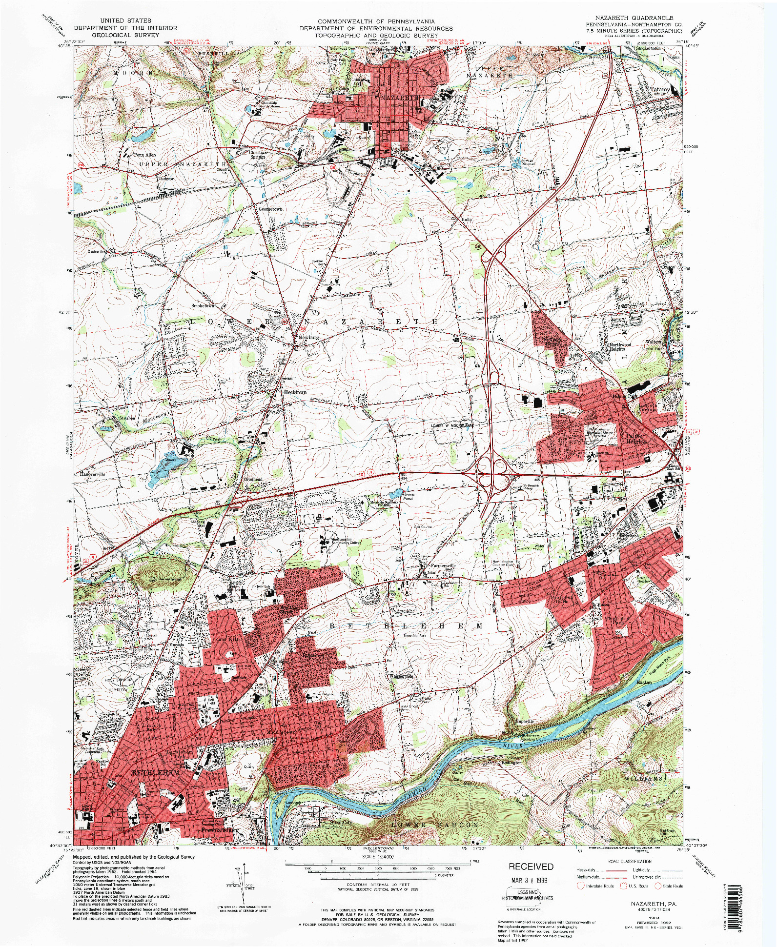 USGS 1:24000-SCALE QUADRANGLE FOR NAZARETH, PA 1964