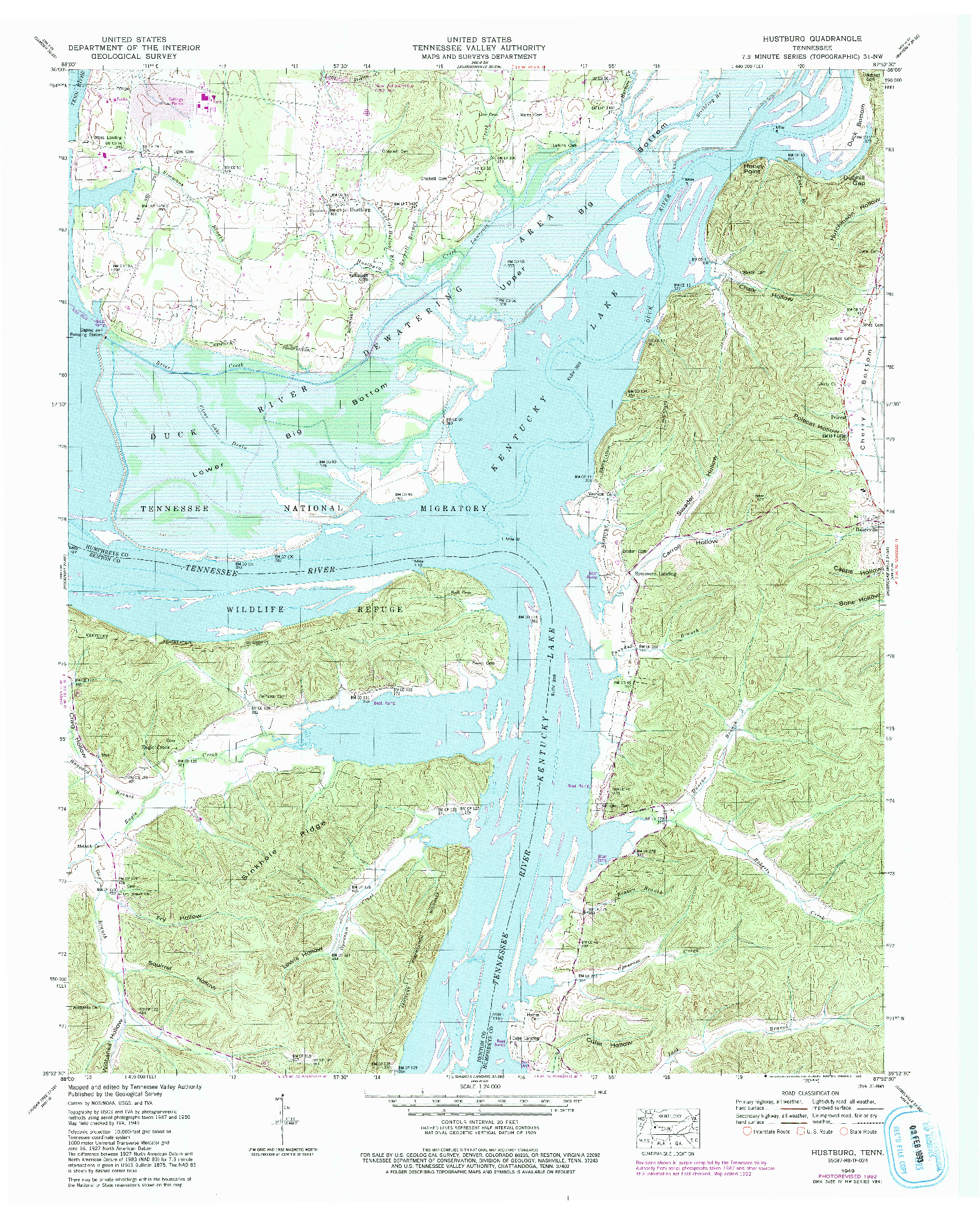 USGS 1:24000-SCALE QUADRANGLE FOR HUSTBURG, TN 1949