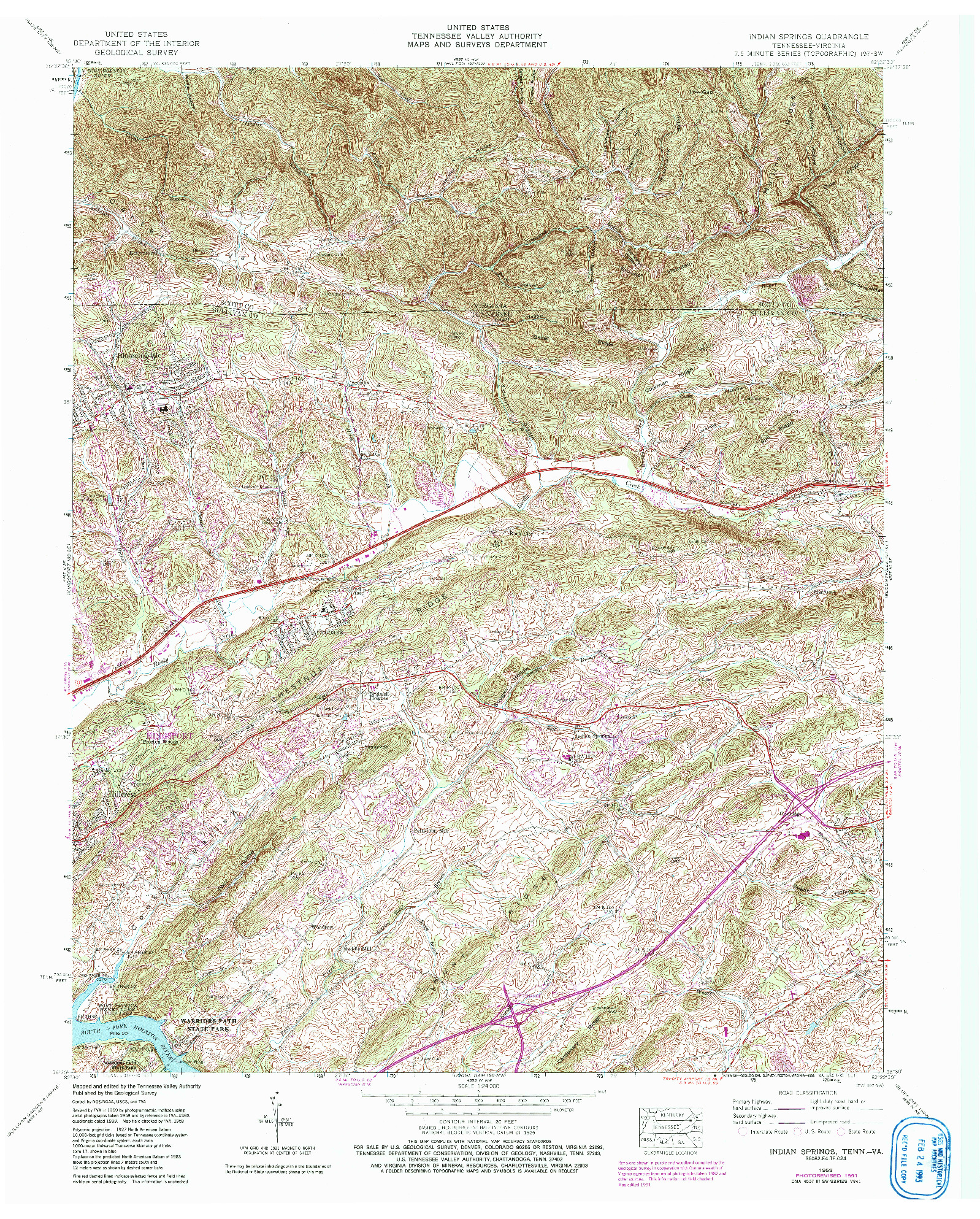 USGS 1:24000-SCALE QUADRANGLE FOR INDIAN SPRINGS, TN 1959