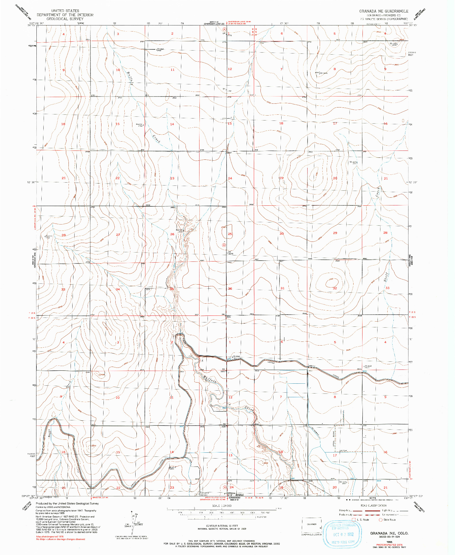 USGS 1:24000-SCALE QUADRANGLE FOR GRANADA NE, CO 1955