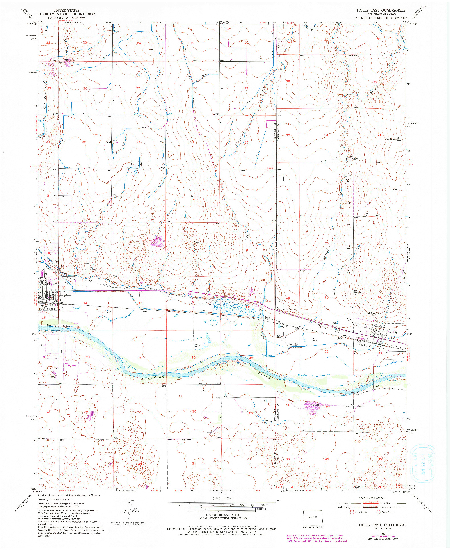 USGS 1:24000-SCALE QUADRANGLE FOR HOLLY EAST, CO 1953