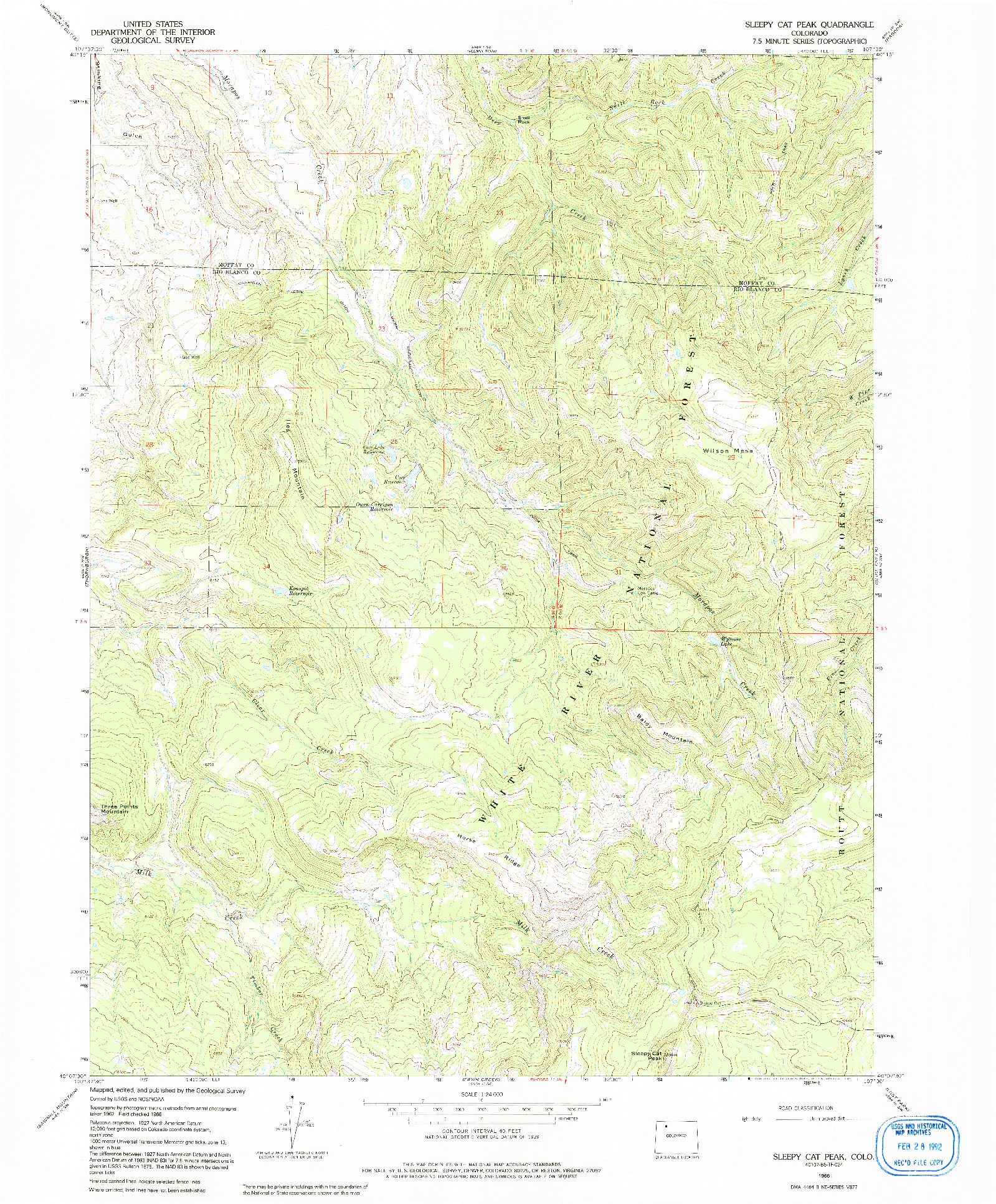 USGS 1:24000-SCALE QUADRANGLE FOR SLEEPY CAT PEAK, CO 1966