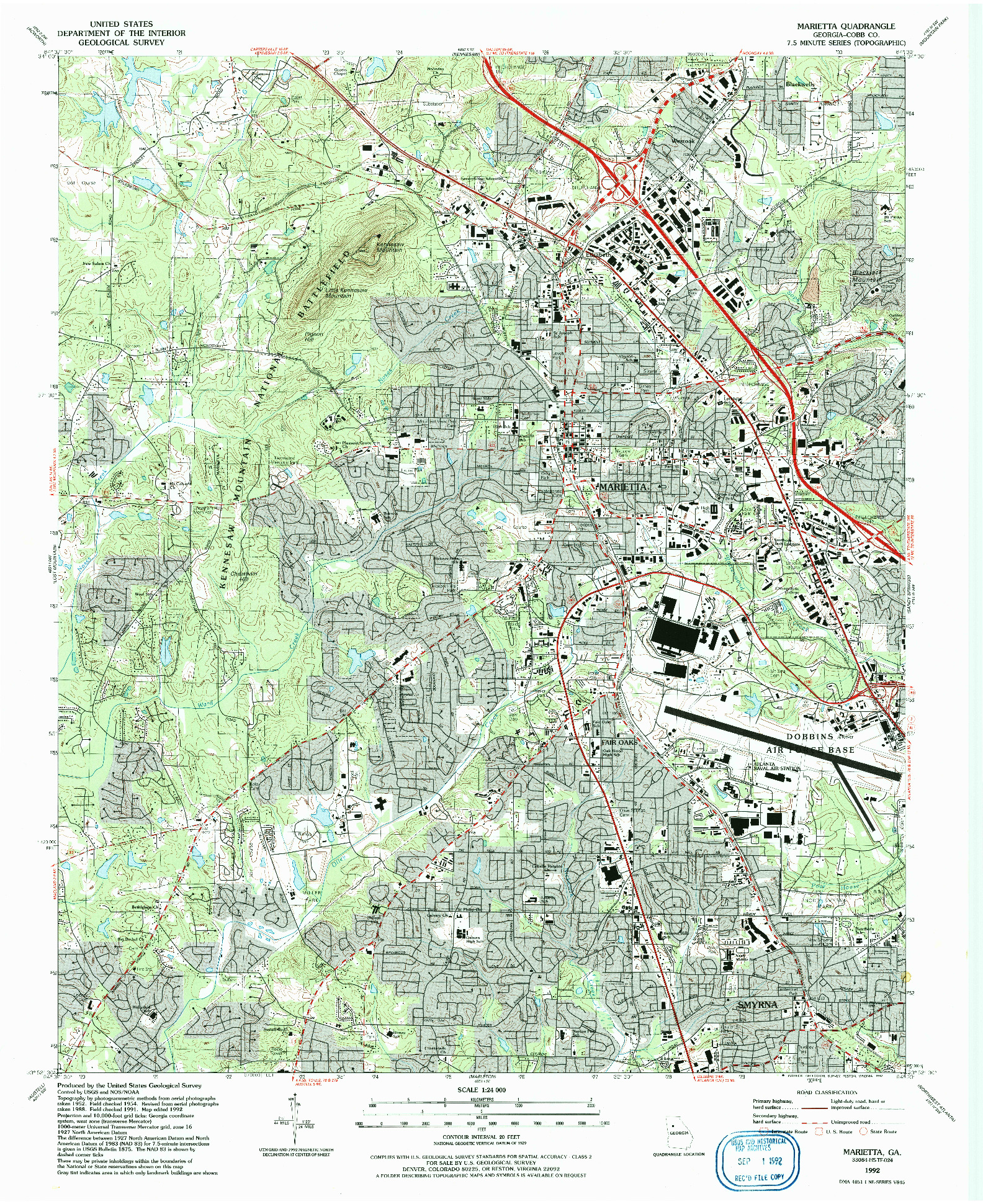 USGS 1:24000-SCALE QUADRANGLE FOR MARIETTA, GA 1992