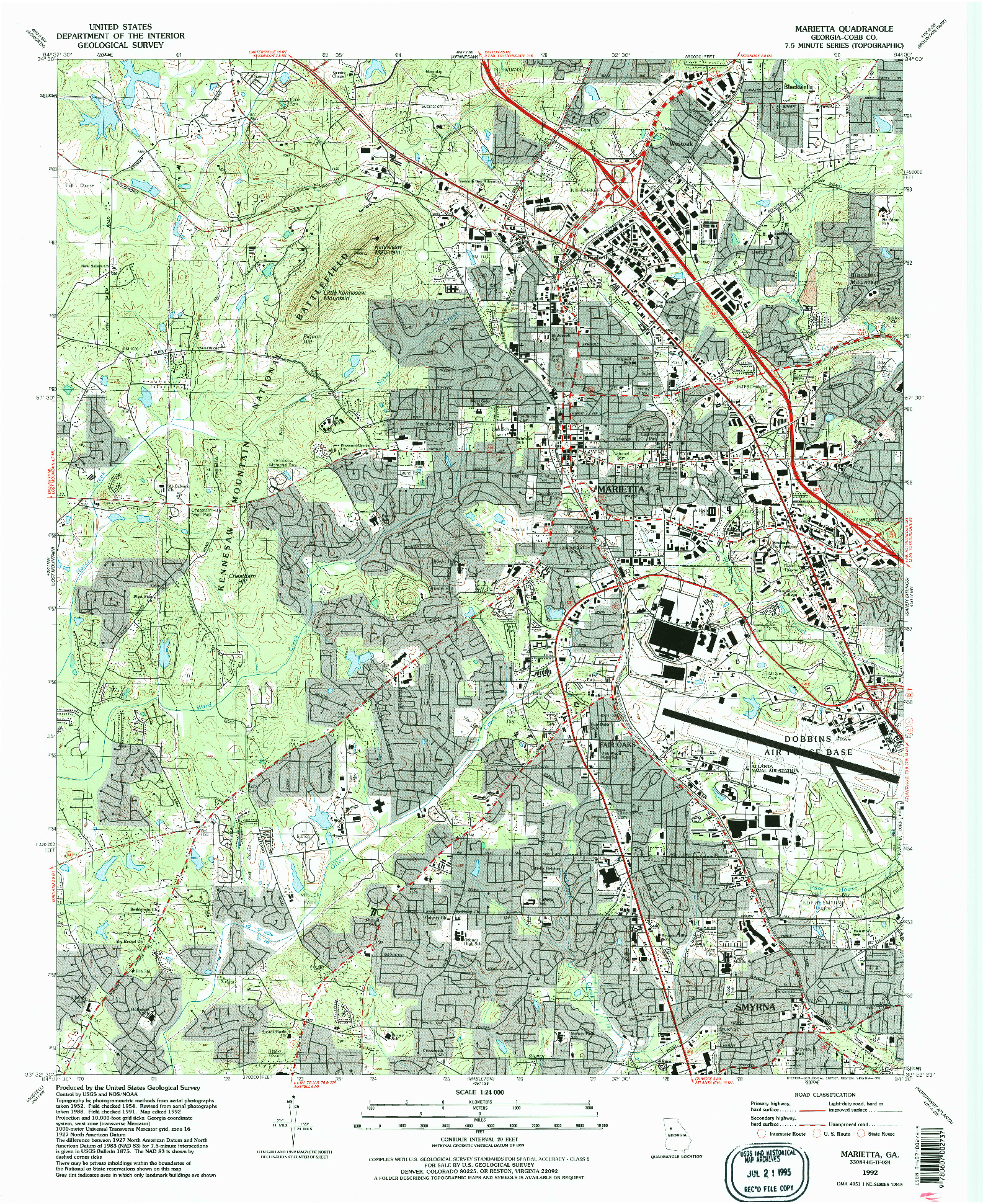 USGS 1:24000-SCALE QUADRANGLE FOR MARIETTA, GA 1992