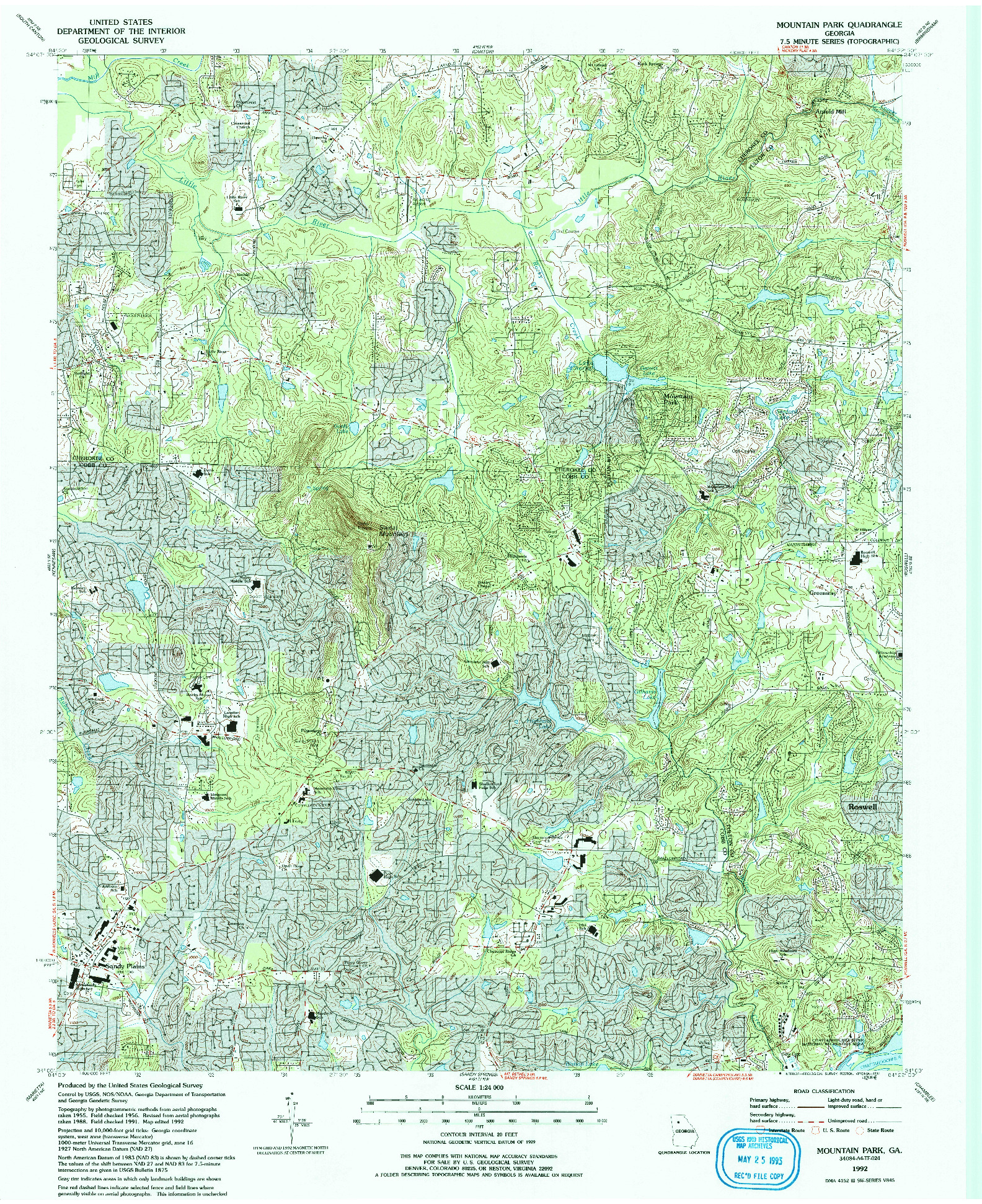USGS 1:24000-SCALE QUADRANGLE FOR MOUNTAIN PARK, GA 1992