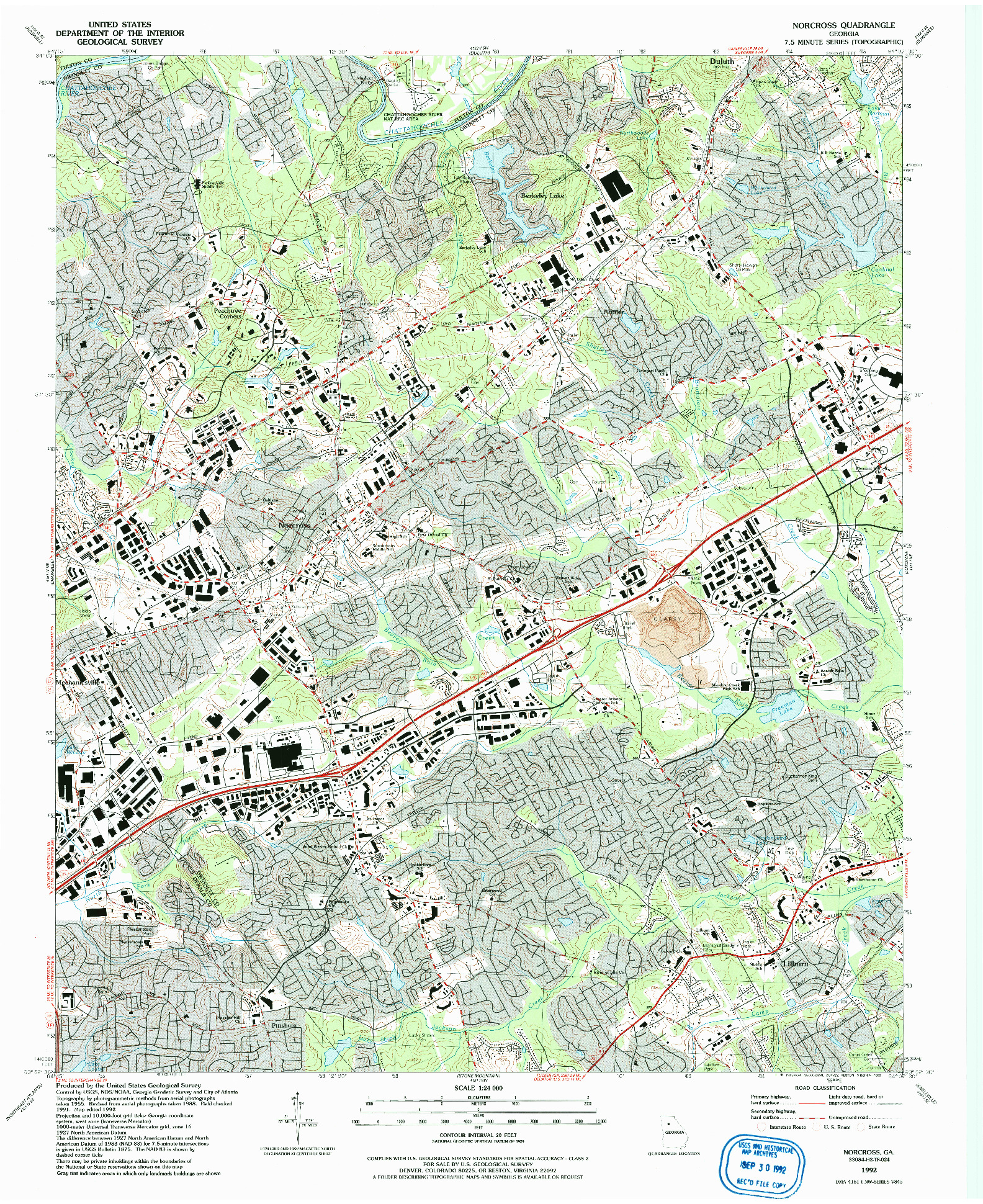 USGS 1:24000-SCALE QUADRANGLE FOR NORCROSS, GA 1992