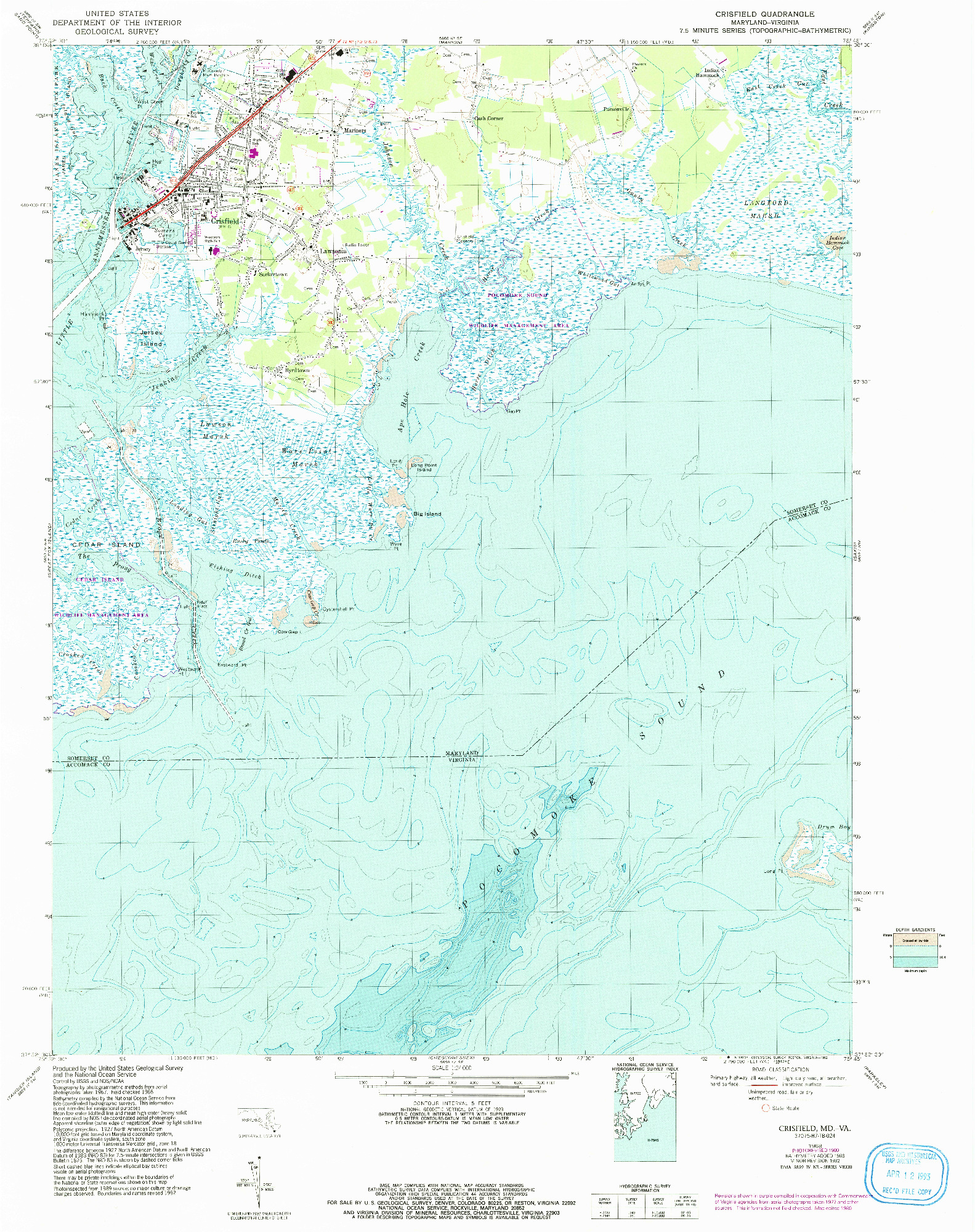 USGS 1:24000-SCALE QUADRANGLE FOR CRISFIELD, MD 1968