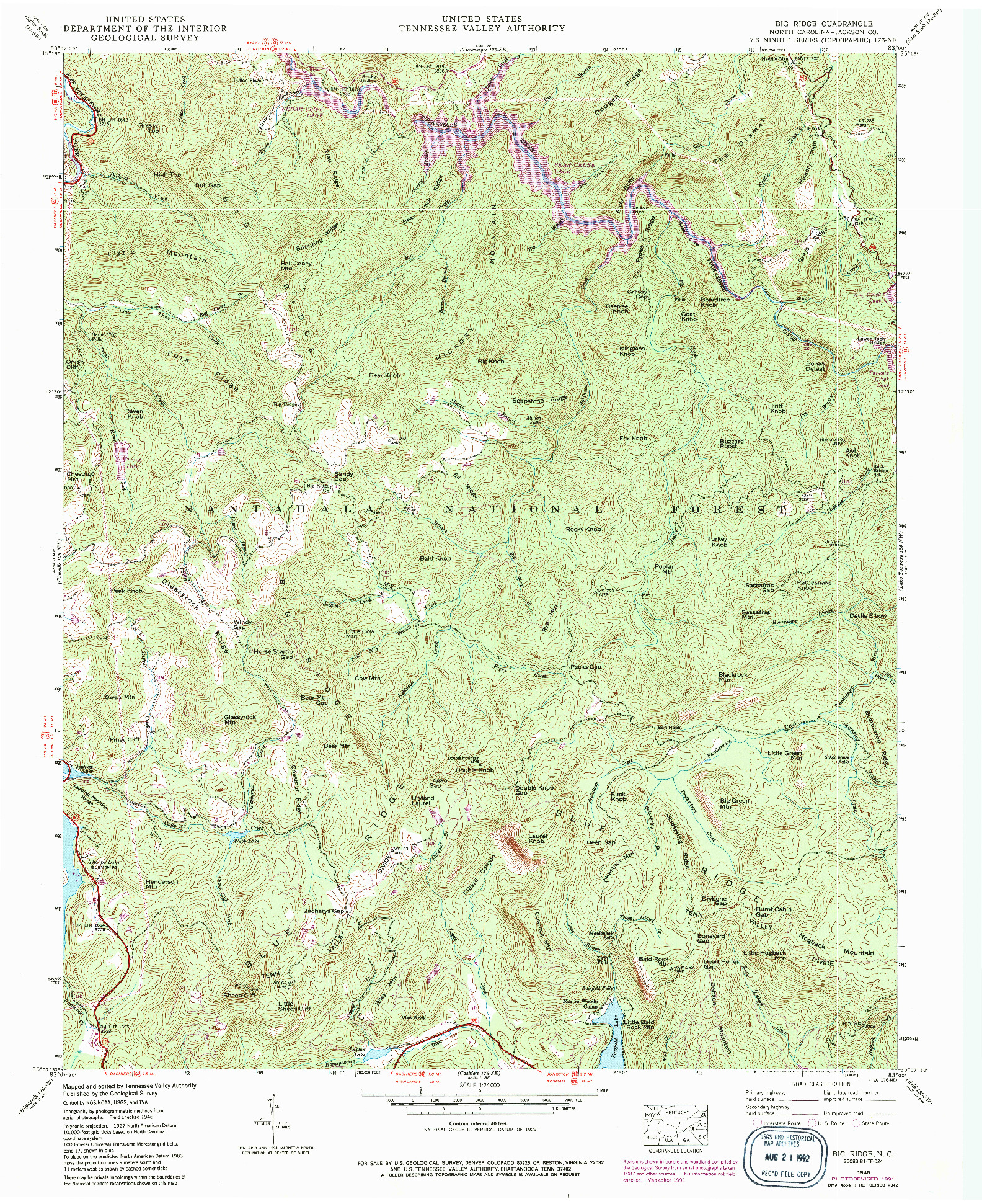 USGS 1:24000-SCALE QUADRANGLE FOR BIG RIDGE, NC 1946