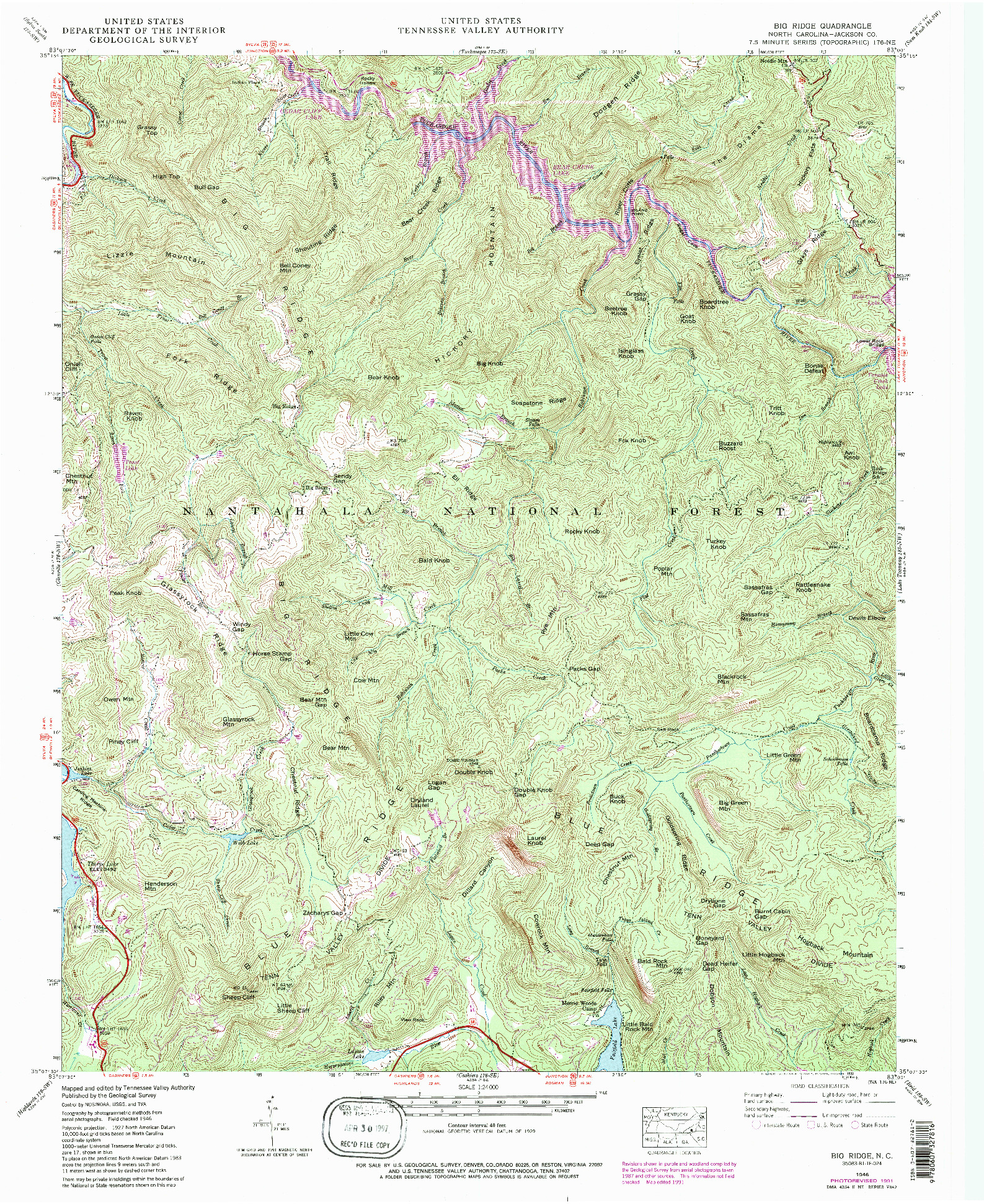 USGS 1:24000-SCALE QUADRANGLE FOR BIG RIDGE, NC 1946