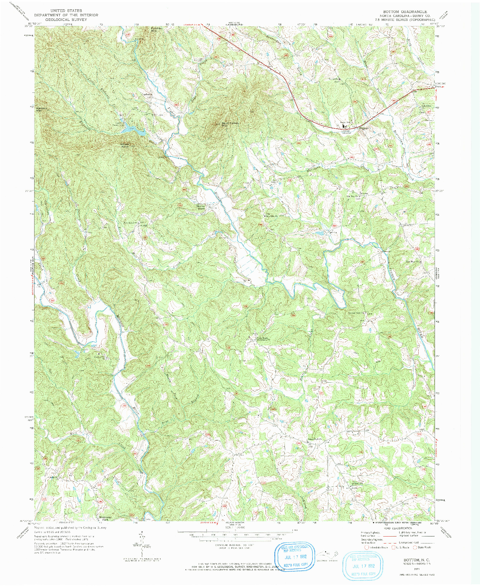 USGS 1:24000-SCALE QUADRANGLE FOR BOTTOM, NC 1971