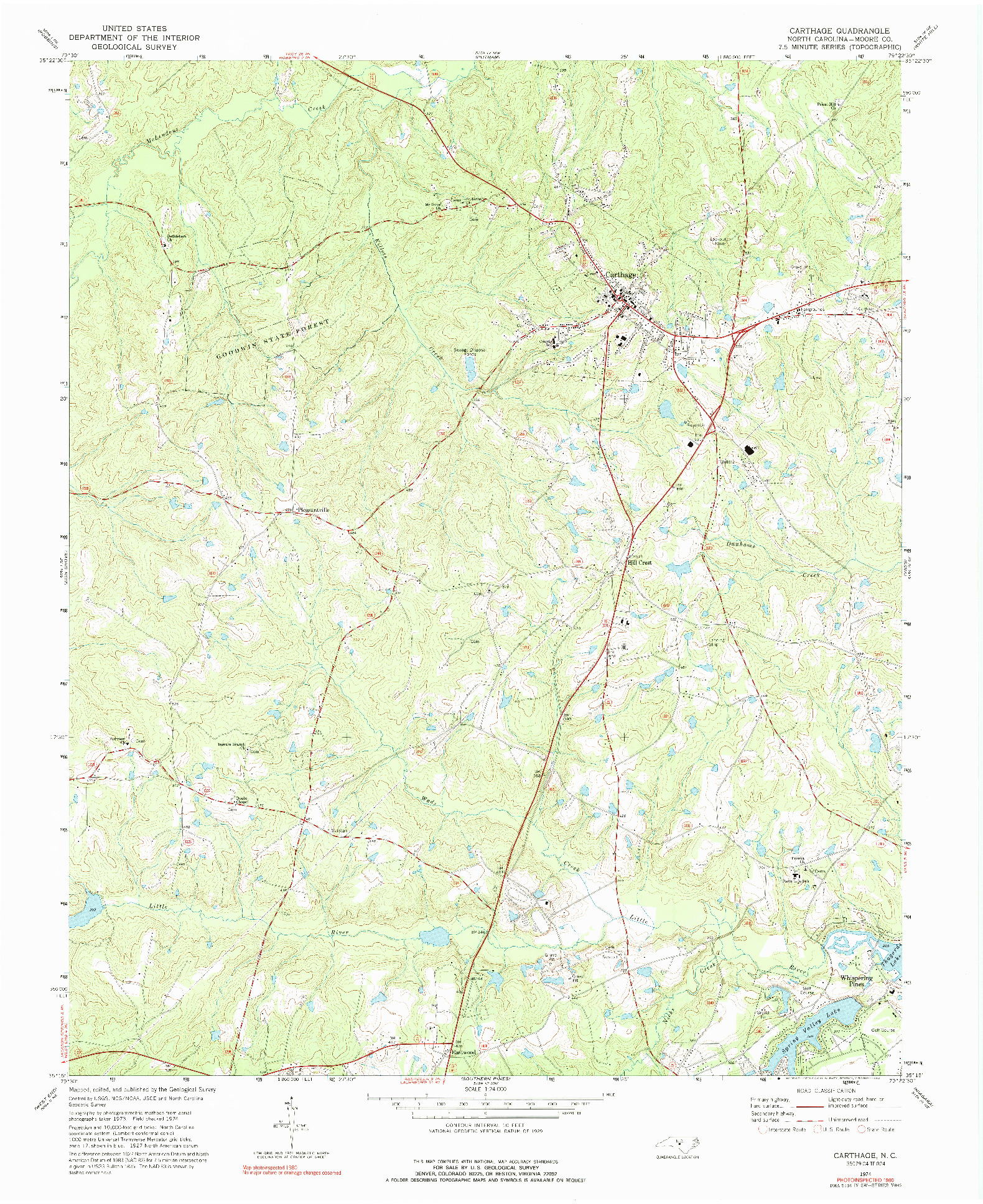 USGS 1:24000-SCALE QUADRANGLE FOR CARTHAGE, NC 1974
