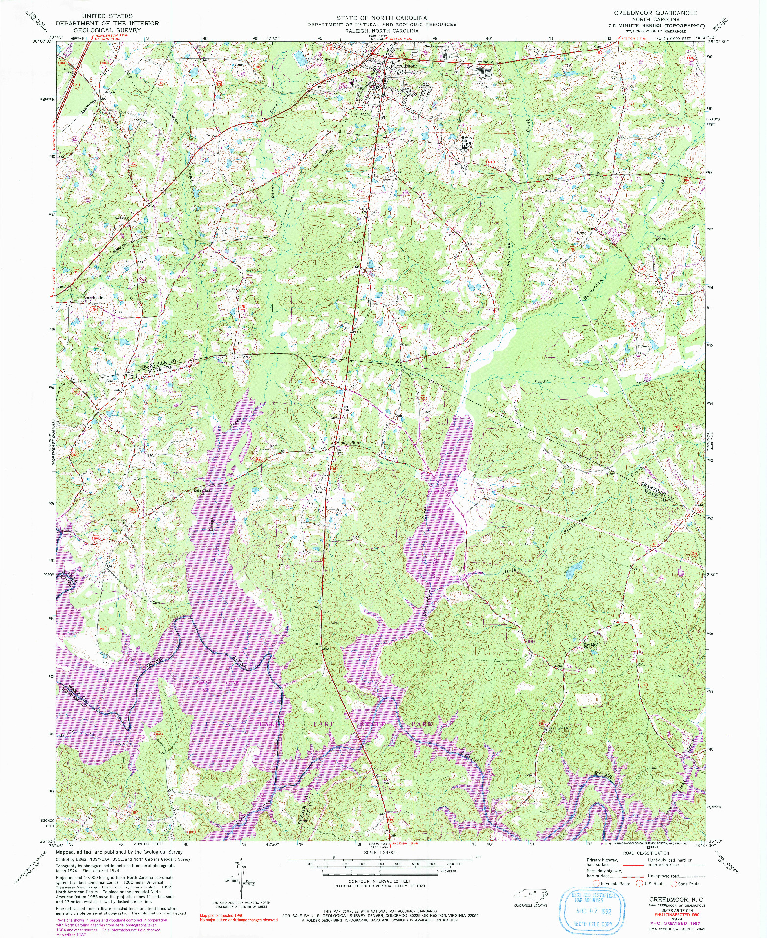 USGS 1:24000-SCALE QUADRANGLE FOR CREEDMOOR, NC 1974