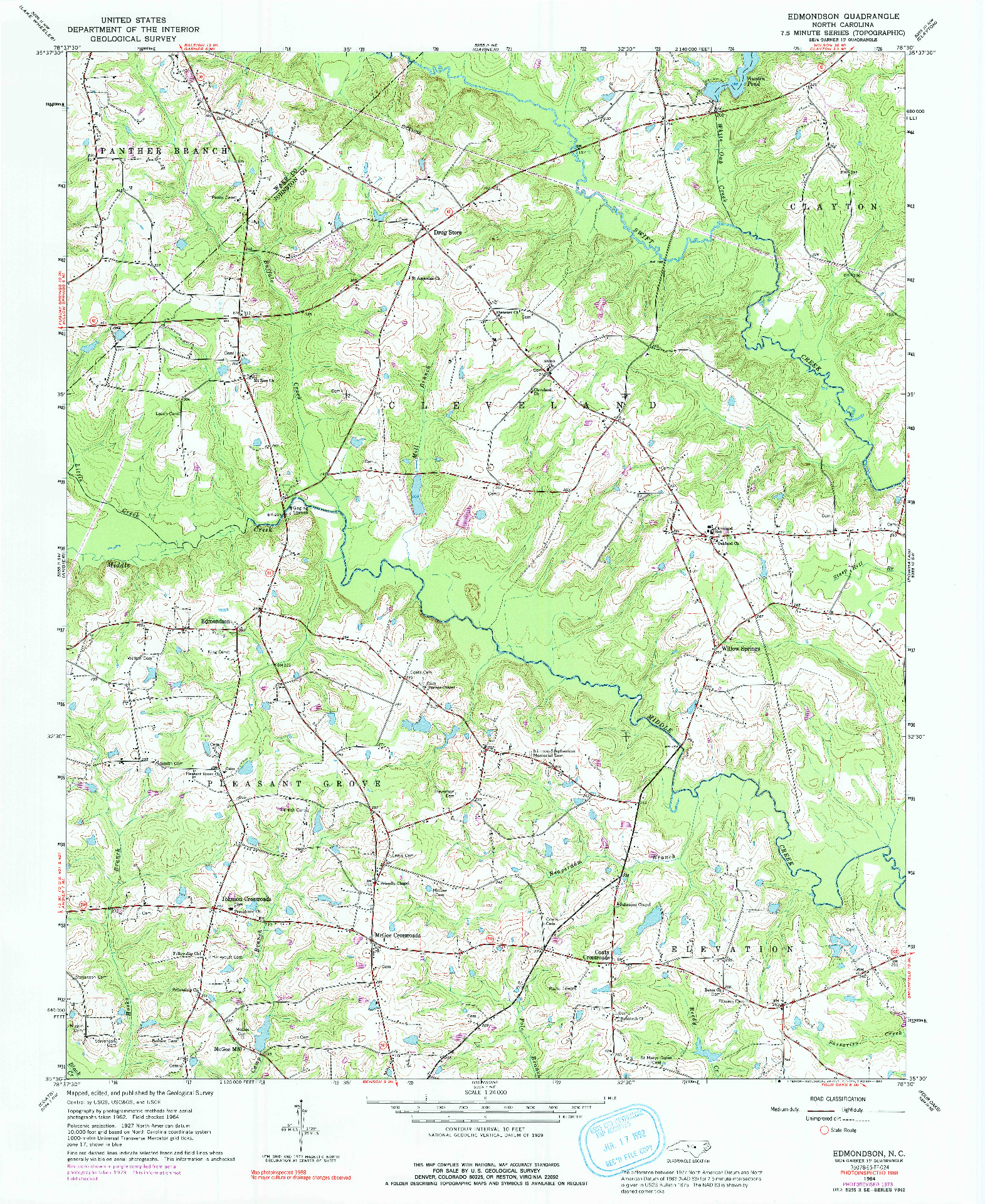 USGS 1:24000-SCALE QUADRANGLE FOR EDMONDSON, NC 1964