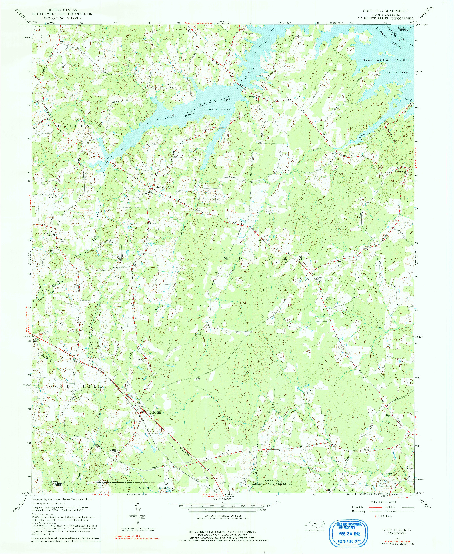 USGS 1:24000-SCALE QUADRANGLE FOR GOLD HILL, NC 1962