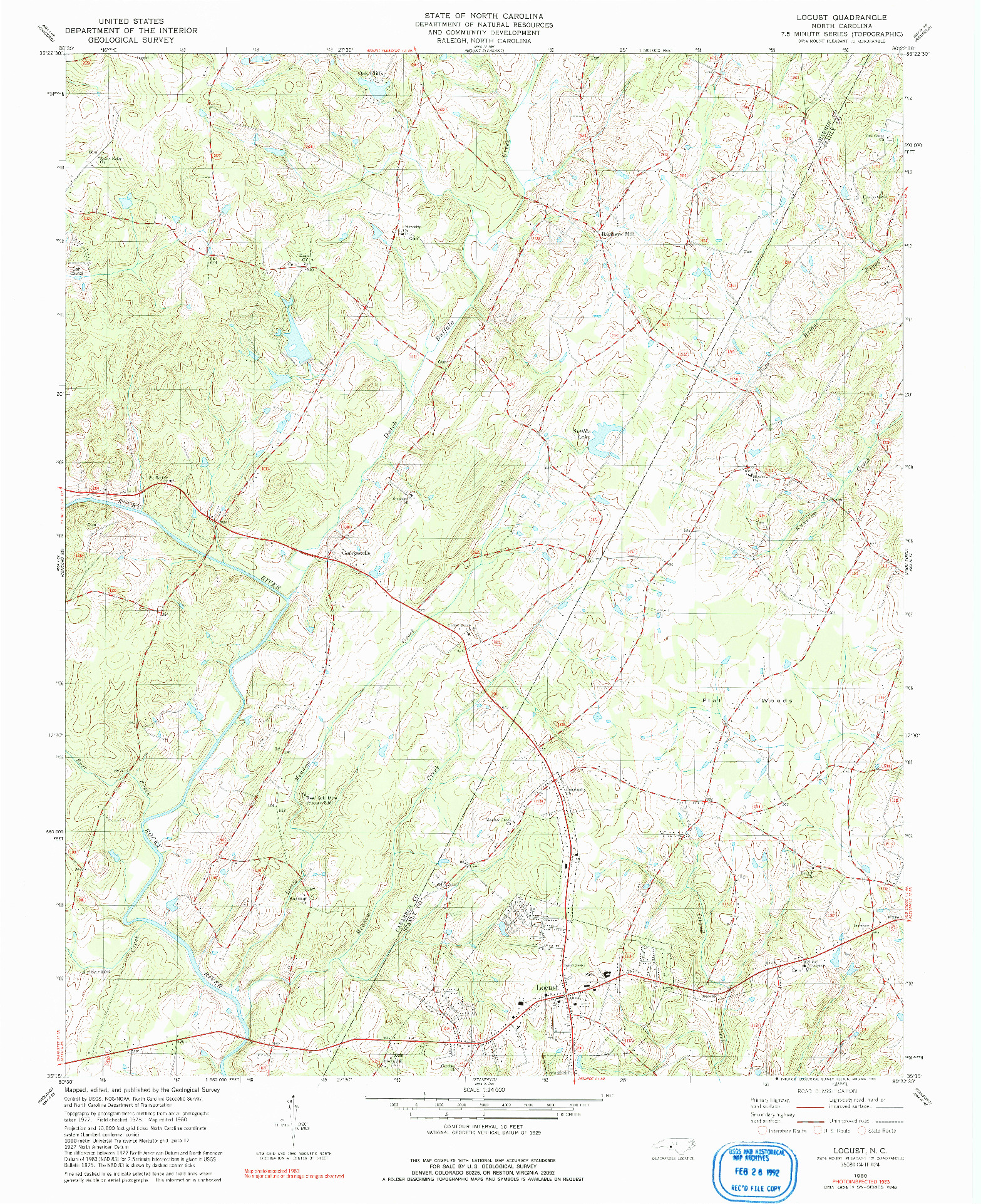 USGS 1:24000-SCALE QUADRANGLE FOR LOCUST, NC 1980