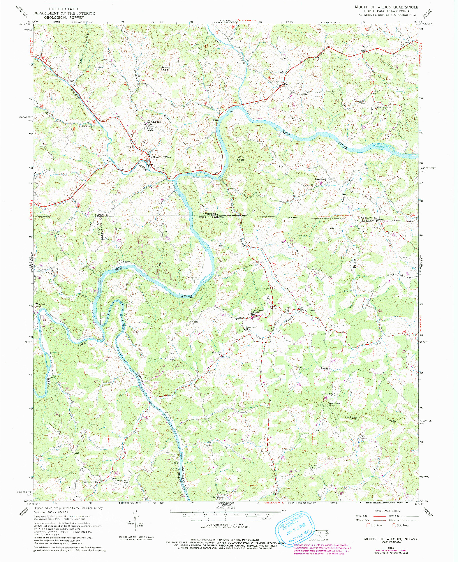 USGS 1:24000-SCALE QUADRANGLE FOR MOUTH OF WILSON, NC 1966