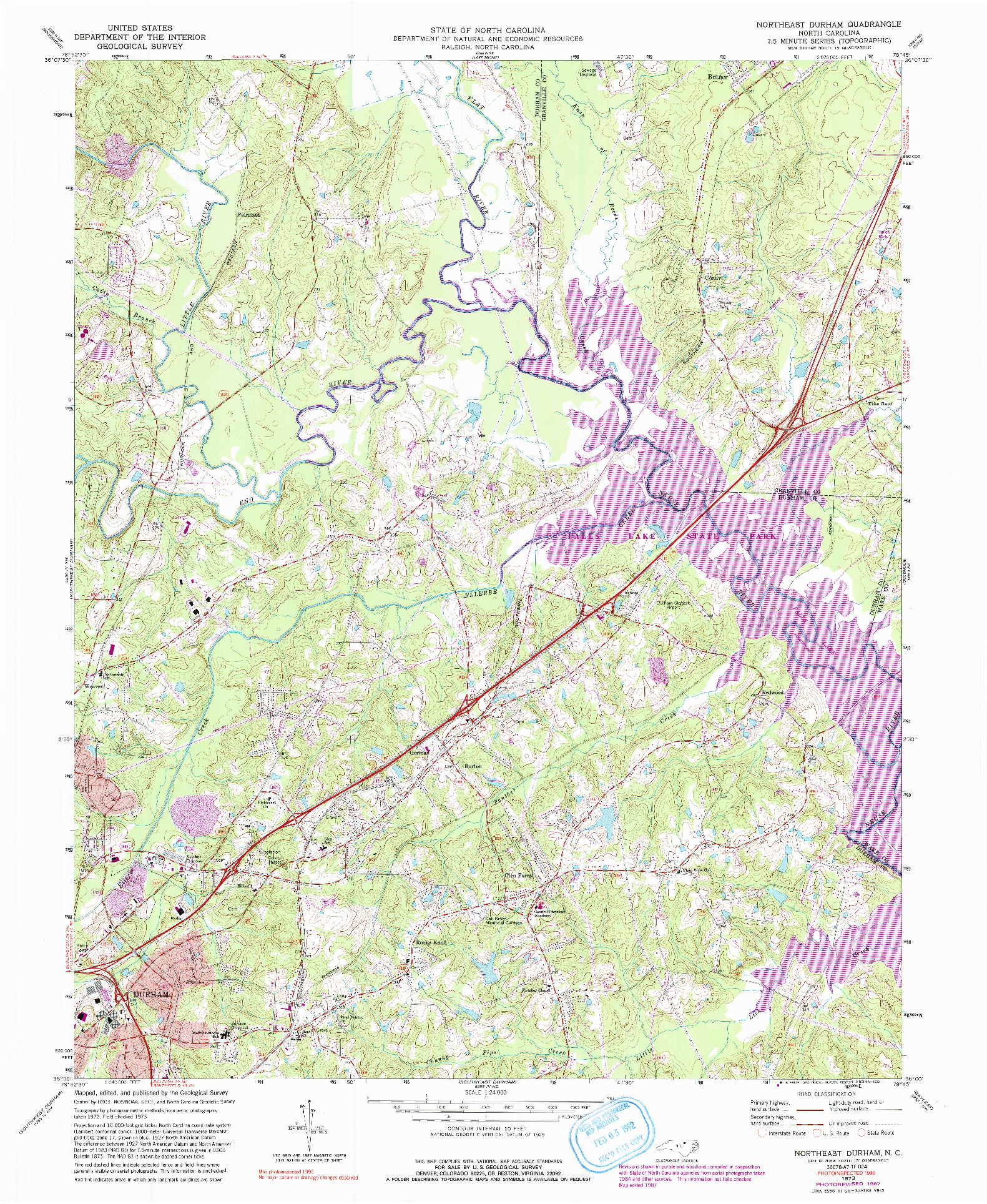 USGS 1:24000-SCALE QUADRANGLE FOR NORTHEAST DURHAM, NC 1973