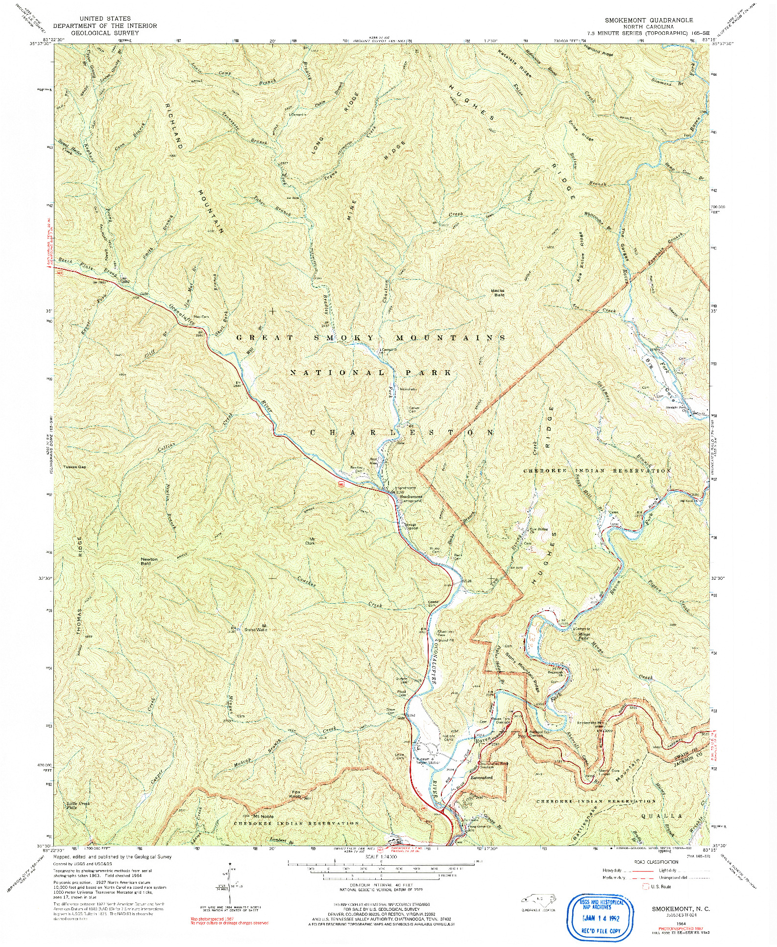 USGS 1:24000-SCALE QUADRANGLE FOR SMOKEMONT, NC 1964
