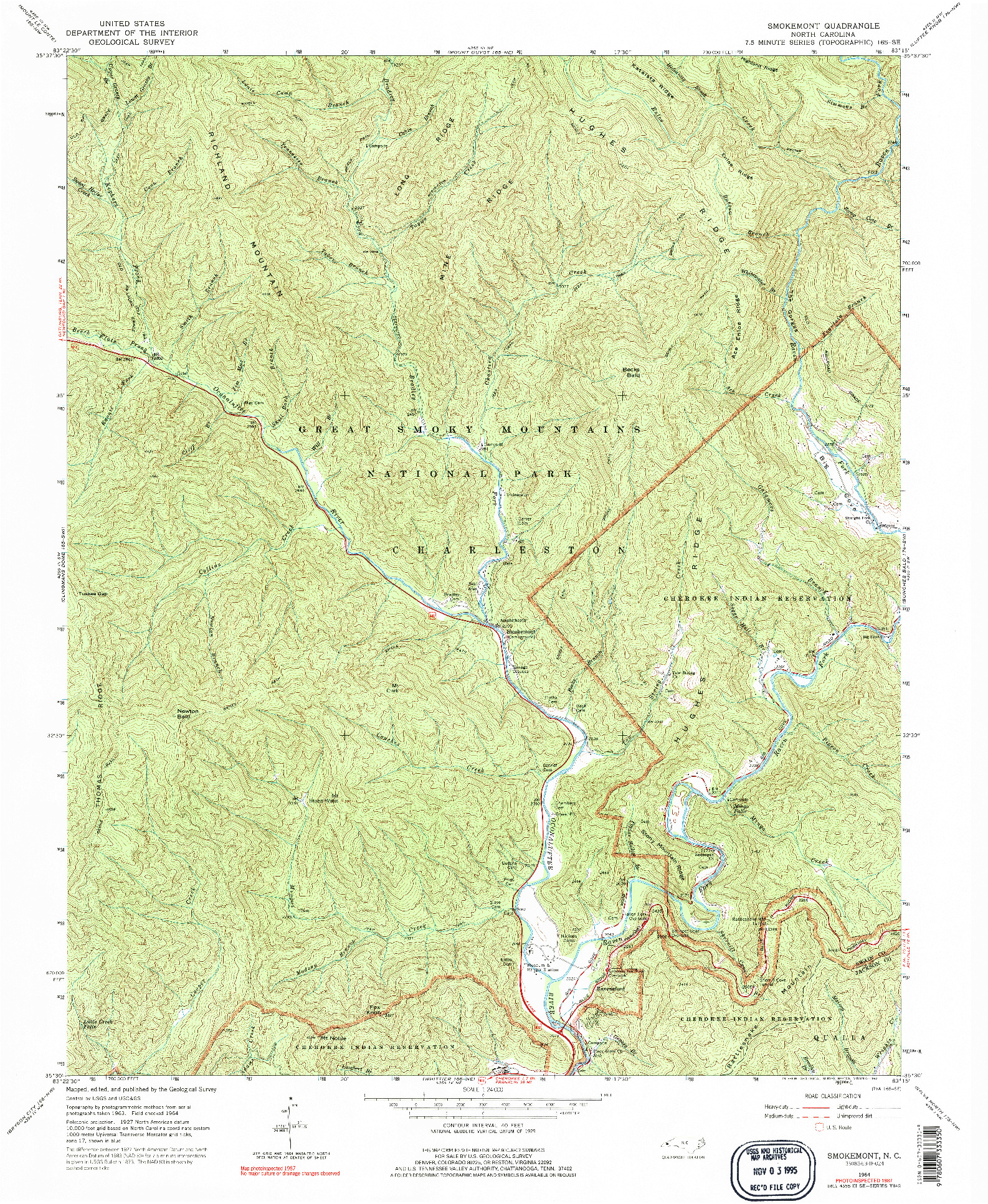 USGS 1:24000-SCALE QUADRANGLE FOR SMOKEMONT, NC 1964