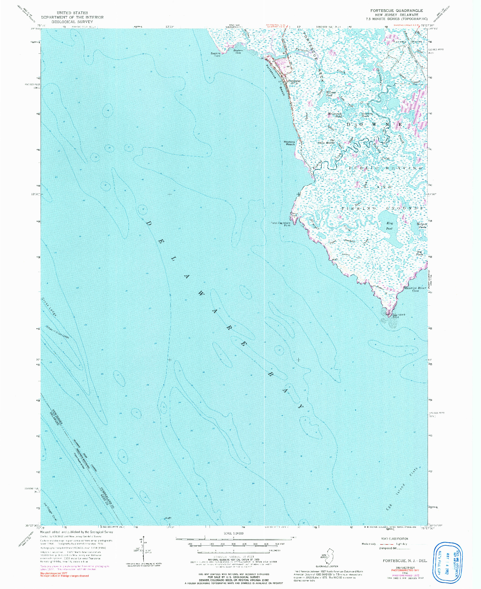 USGS 1:24000-SCALE QUADRANGLE FOR FORTESCUE, NJ 1956