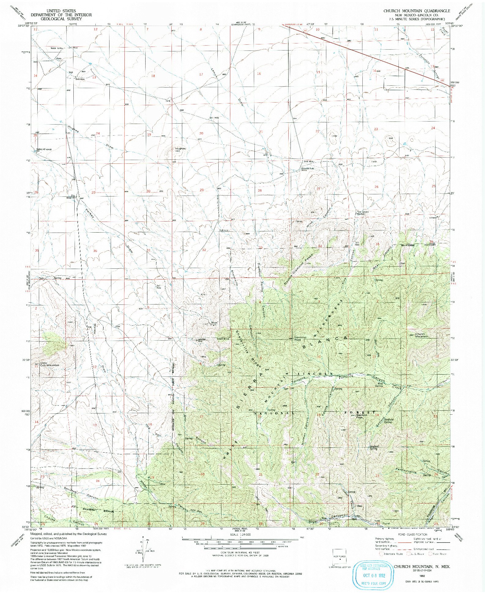 USGS 1:24000-SCALE QUADRANGLE FOR CHURCH MOUNTAIN, NM 1982