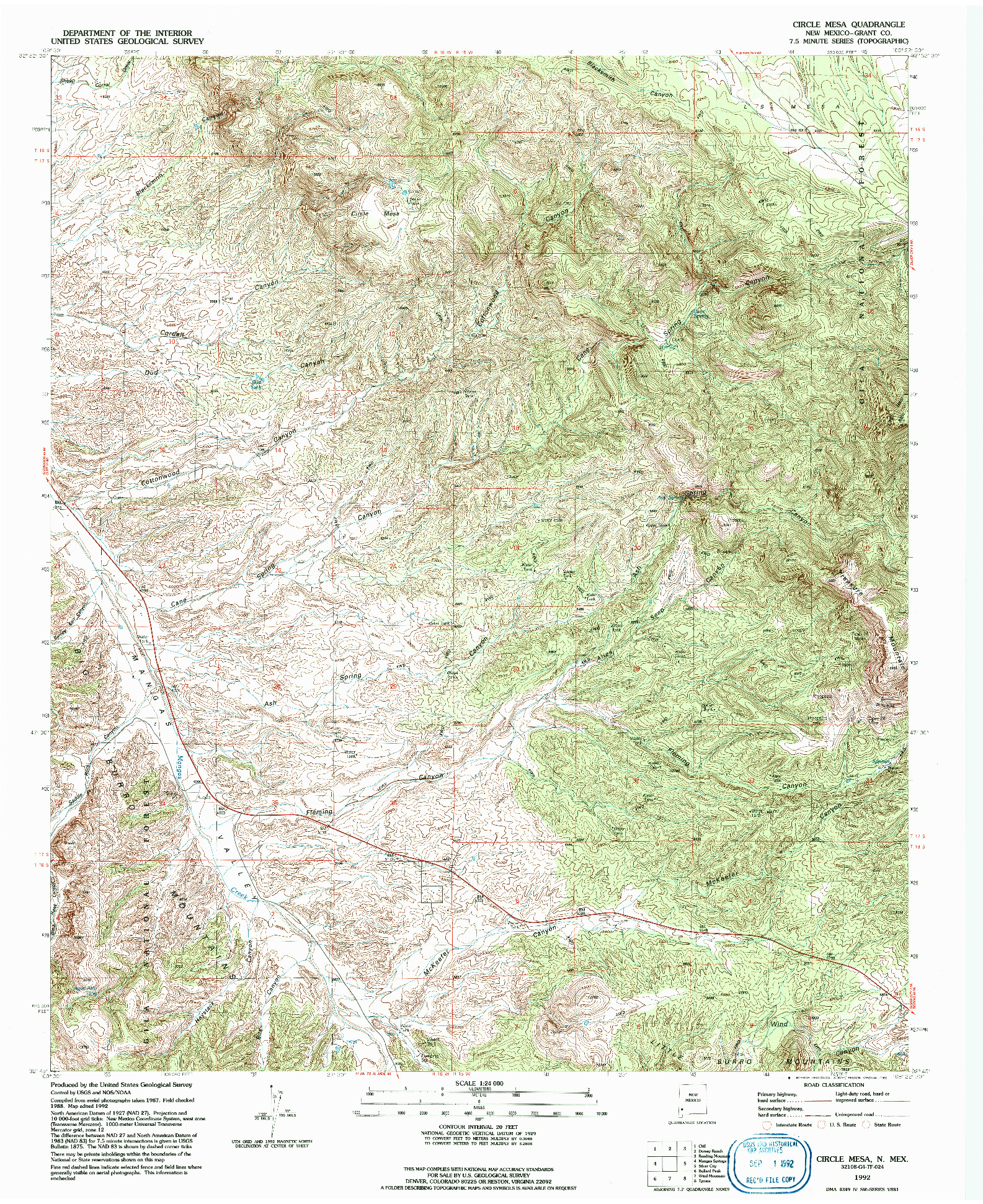 USGS 1:24000-SCALE QUADRANGLE FOR CIRCLE MESA, NM 1992