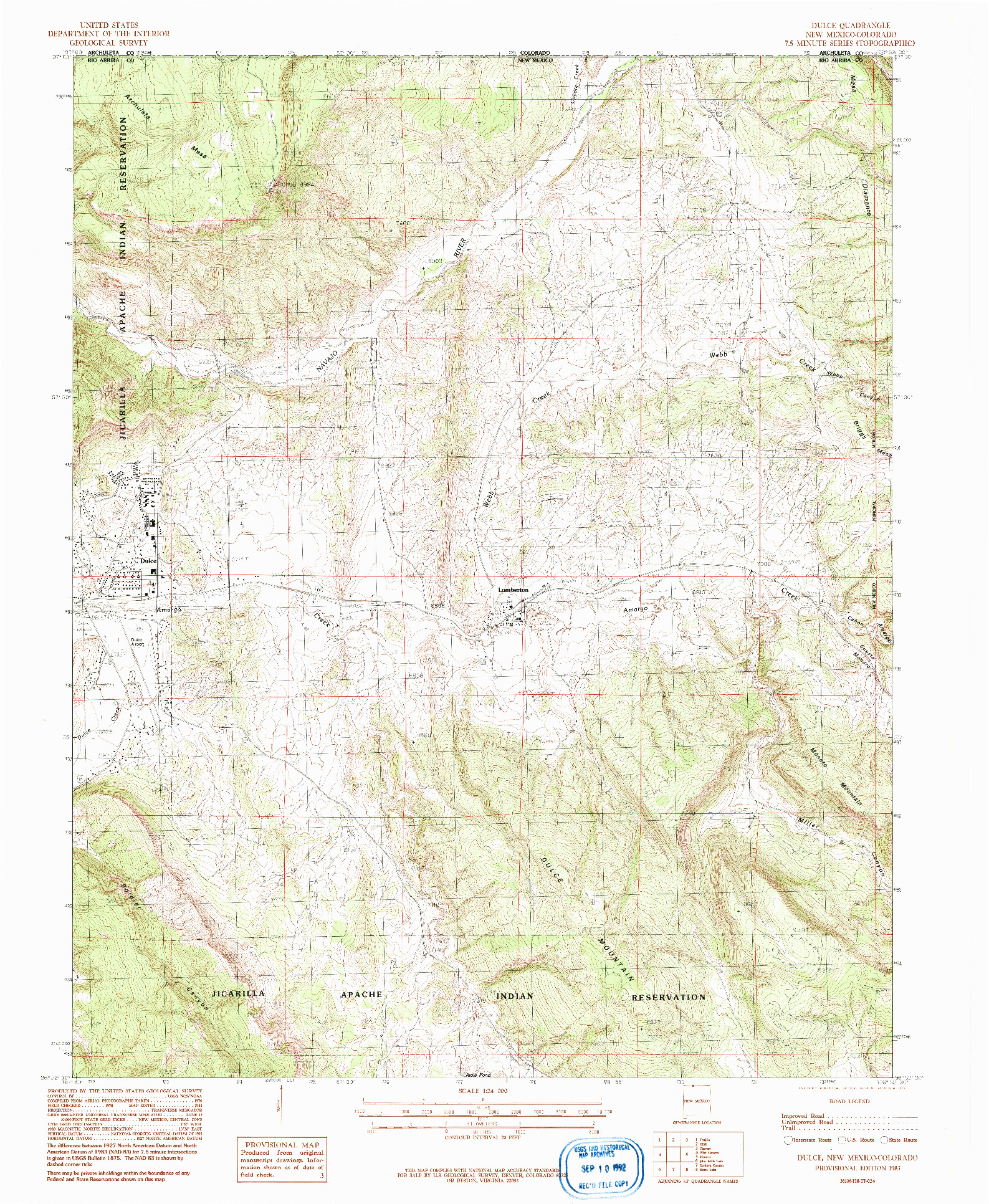USGS 1:24000-SCALE QUADRANGLE FOR DULCE, NM 1983
