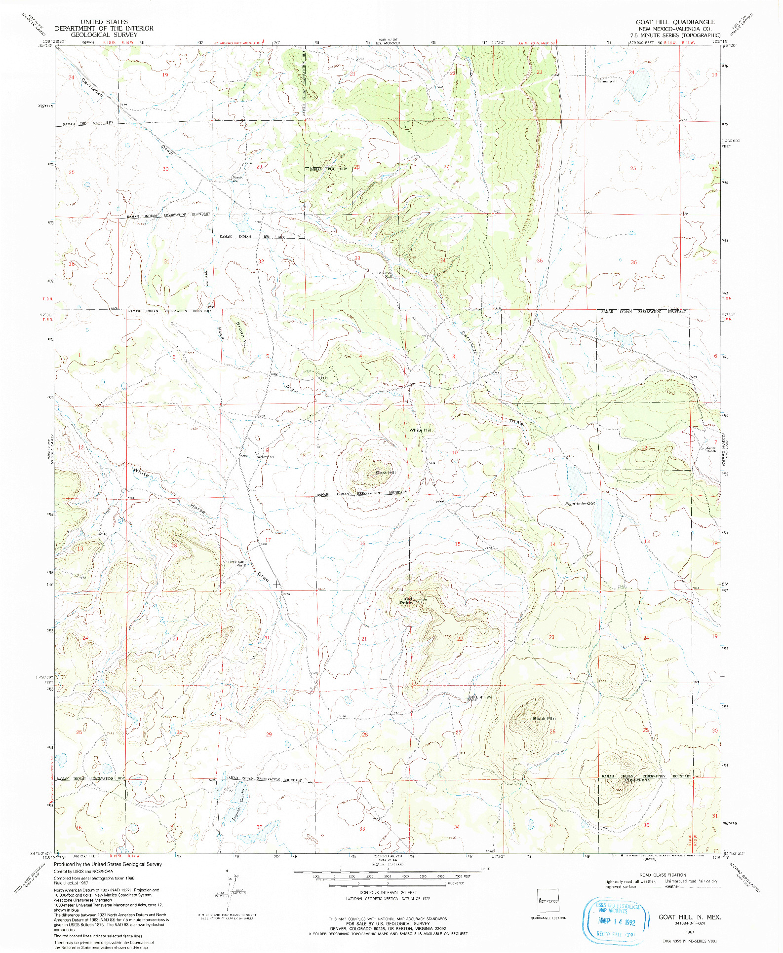 USGS 1:24000-SCALE QUADRANGLE FOR GOAT HILL, NM 1967