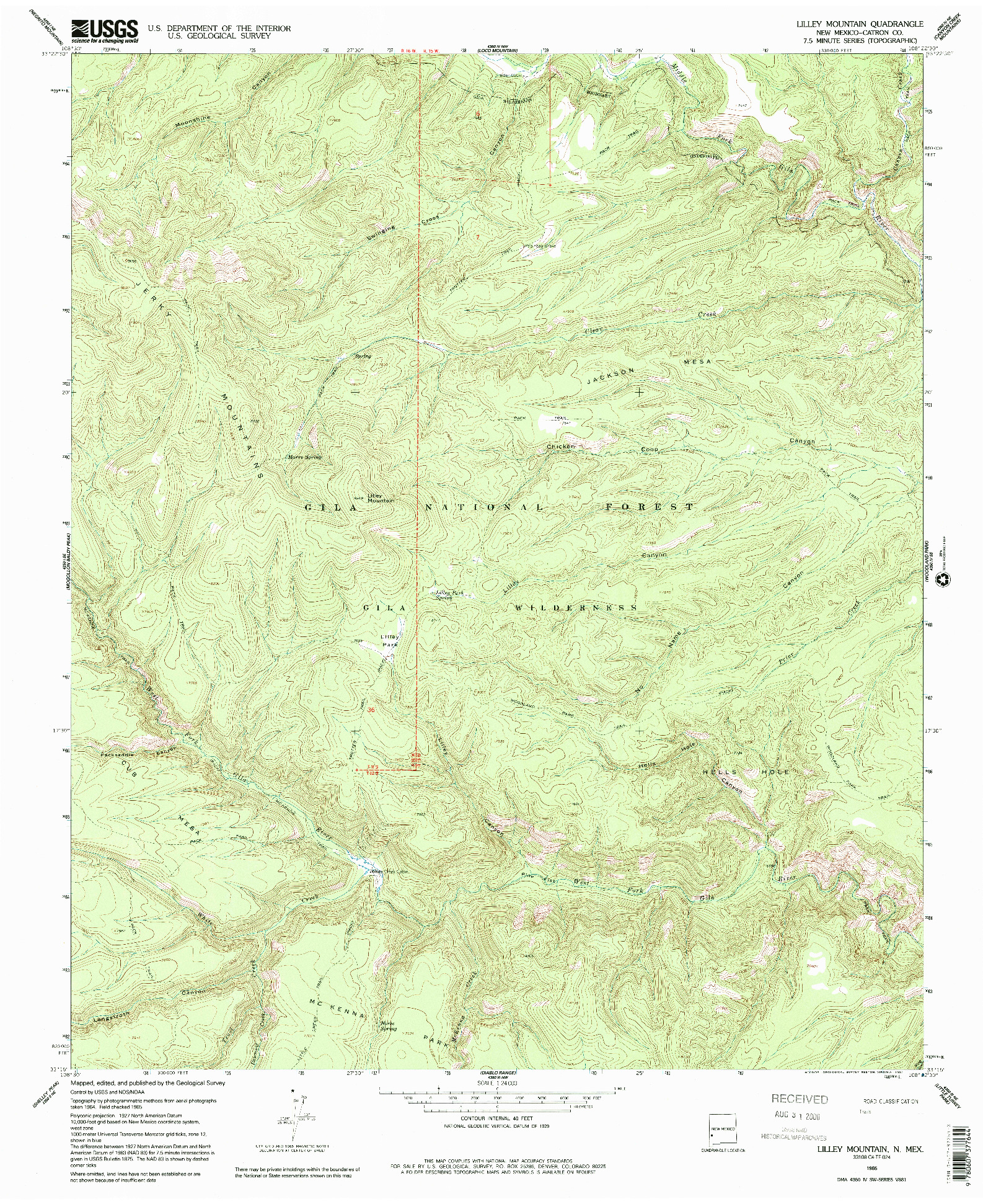 USGS 1:24000-SCALE QUADRANGLE FOR LILLEY MOUNTAIN, NM 1965