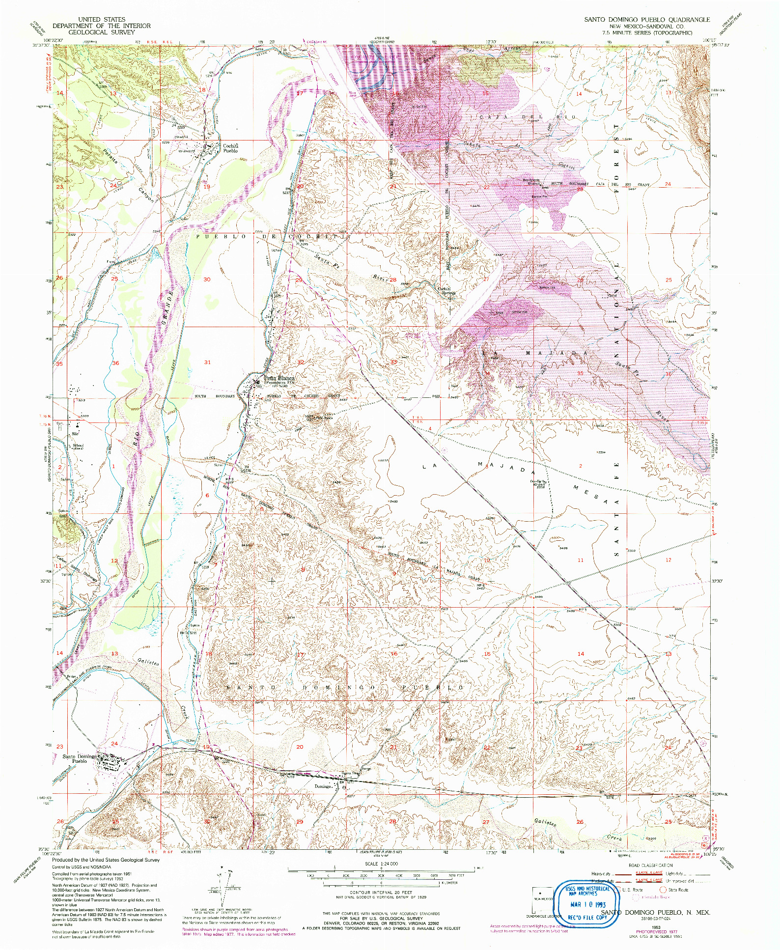 USGS 1:24000-SCALE QUADRANGLE FOR SANTO DOMINGO PUEBLO, NM 1953