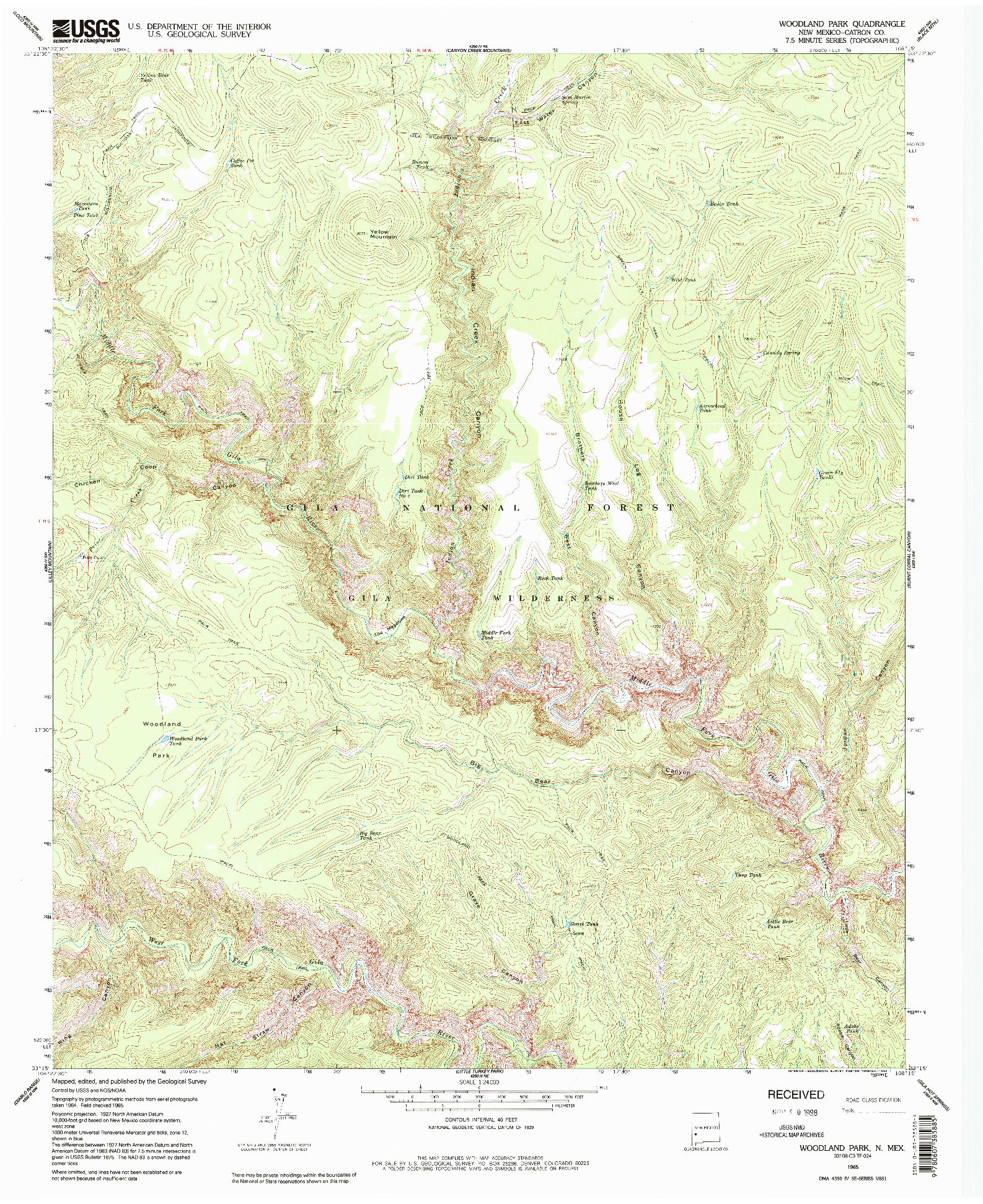 USGS 1:24000-SCALE QUADRANGLE FOR WOODLAND PARK, NM 1965