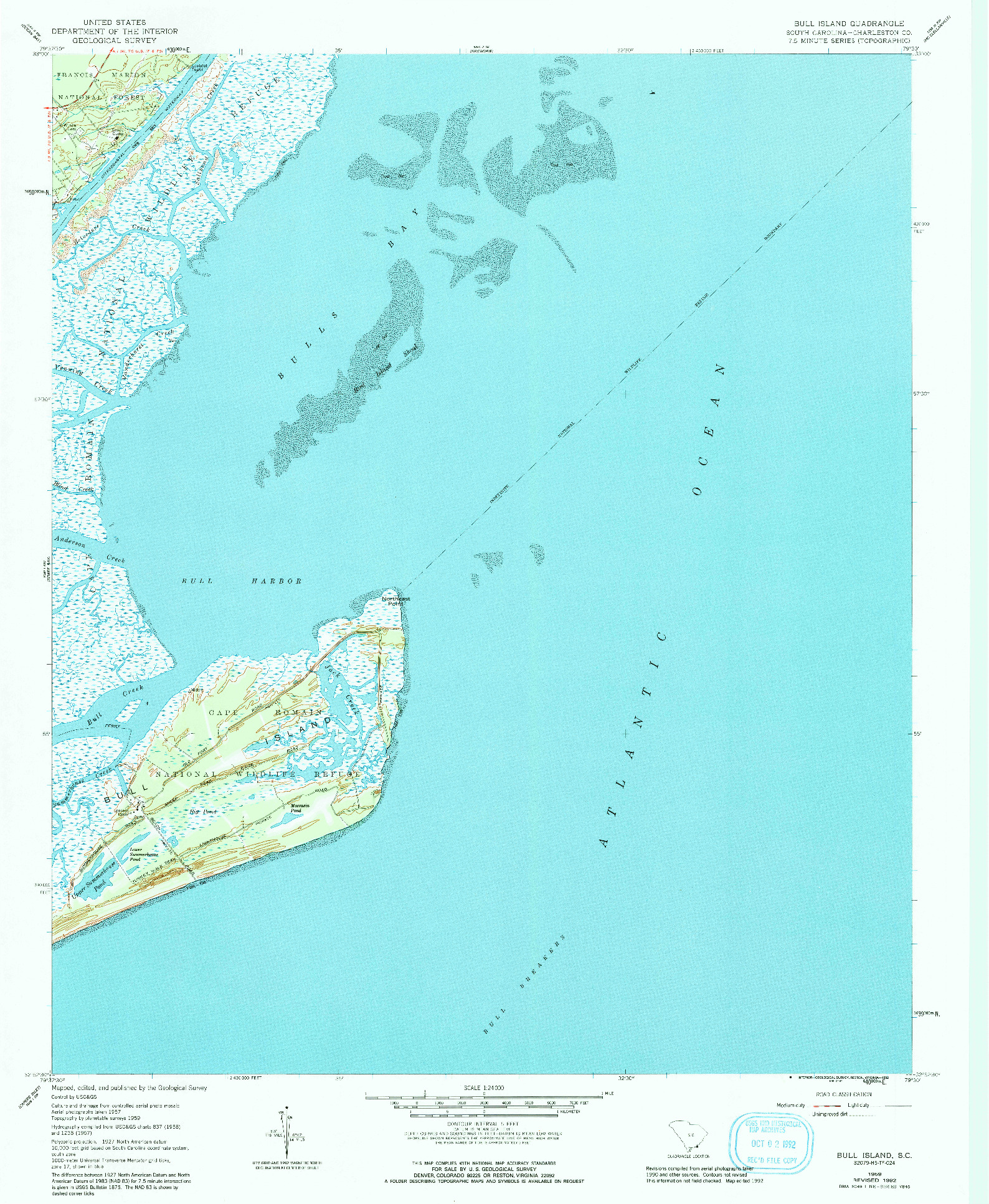 USGS 1:24000-SCALE QUADRANGLE FOR BULL ISLAND, SC 1959