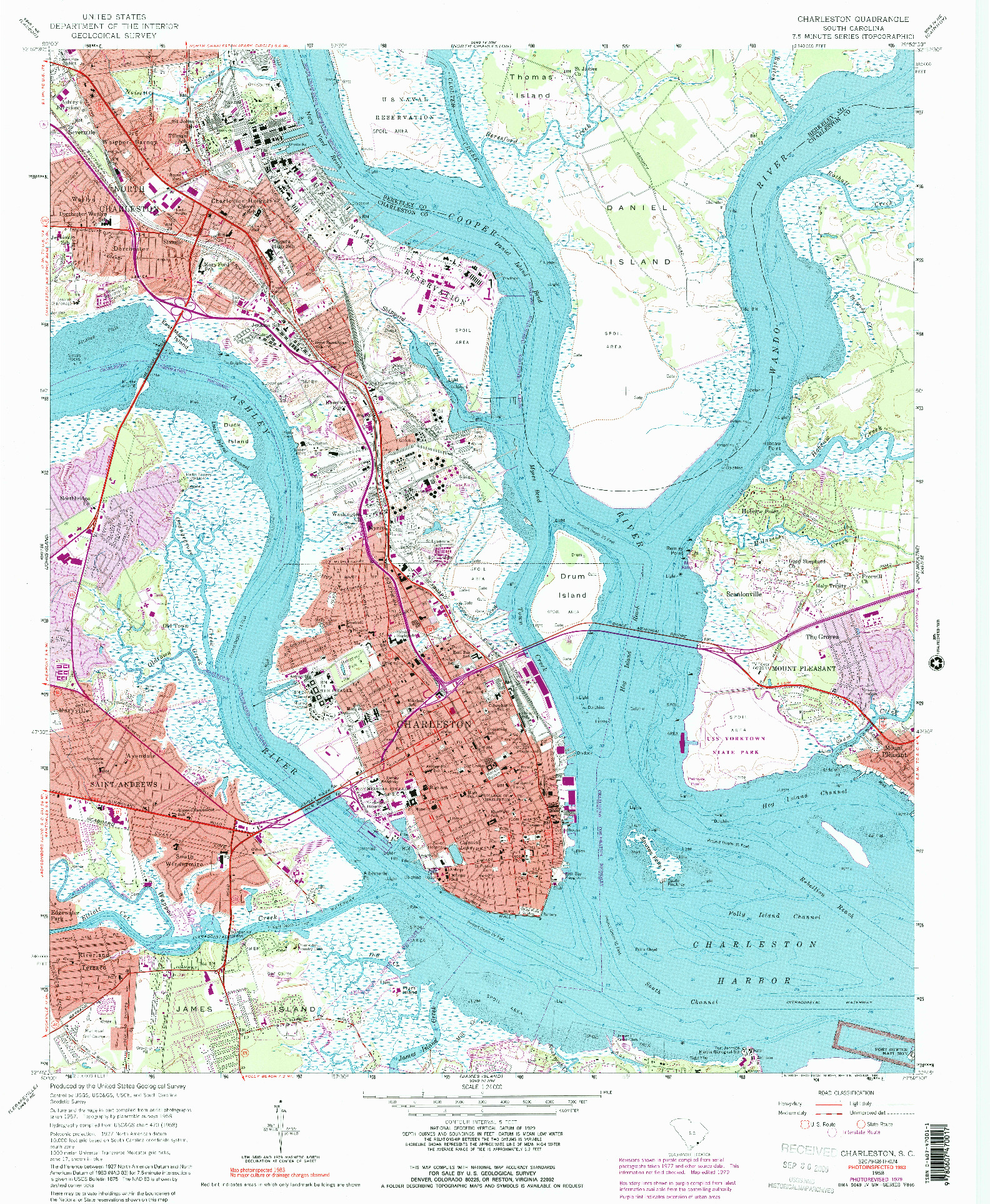 USGS 1:24000-SCALE QUADRANGLE FOR CHARLESTON, SC 1958