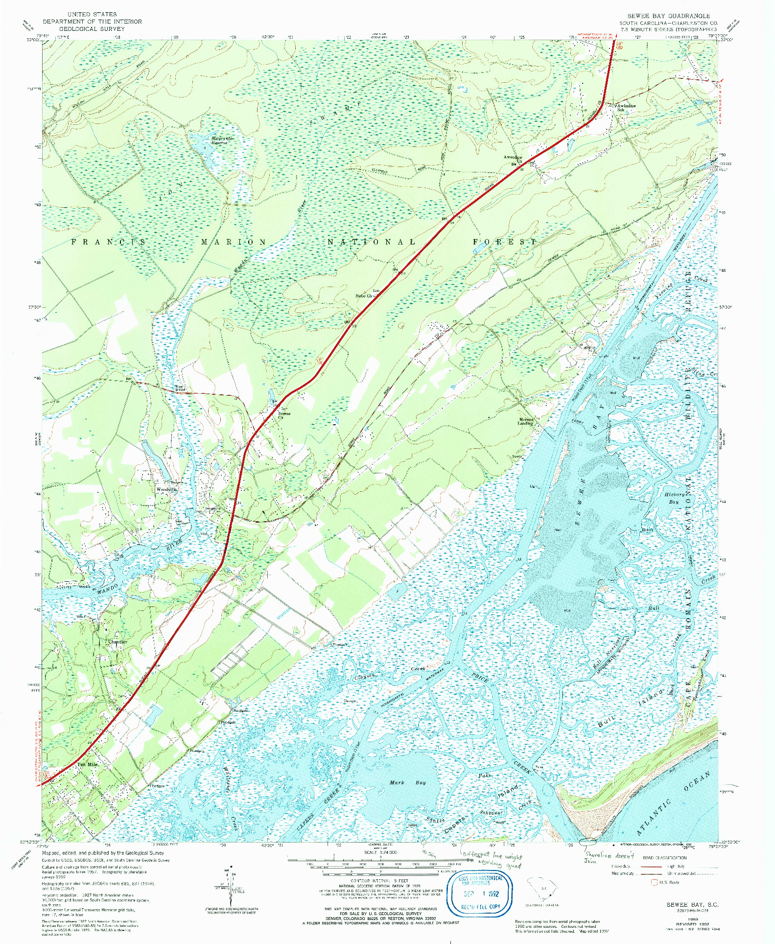 USGS 1:24000-SCALE QUADRANGLE FOR SEWEE BAY, SC 1959