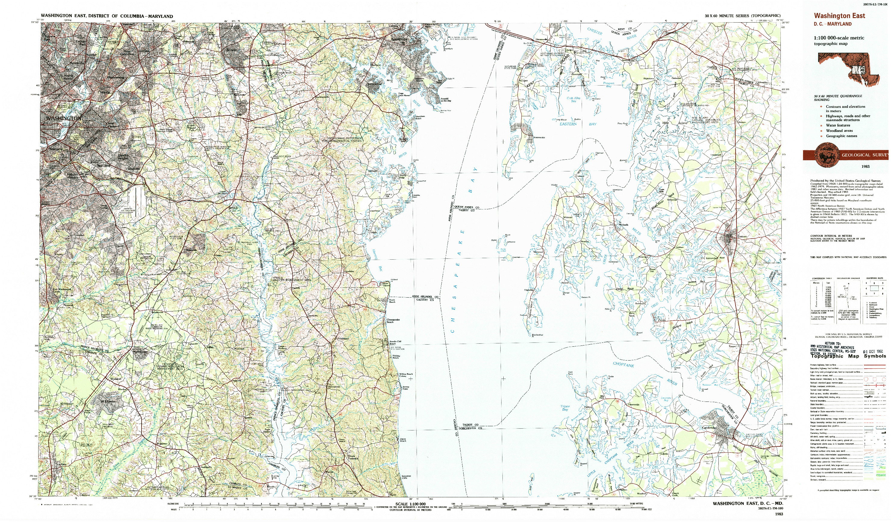 USGS 1:100000-SCALE QUADRANGLE FOR WASHINGTON EAST, DC 1983