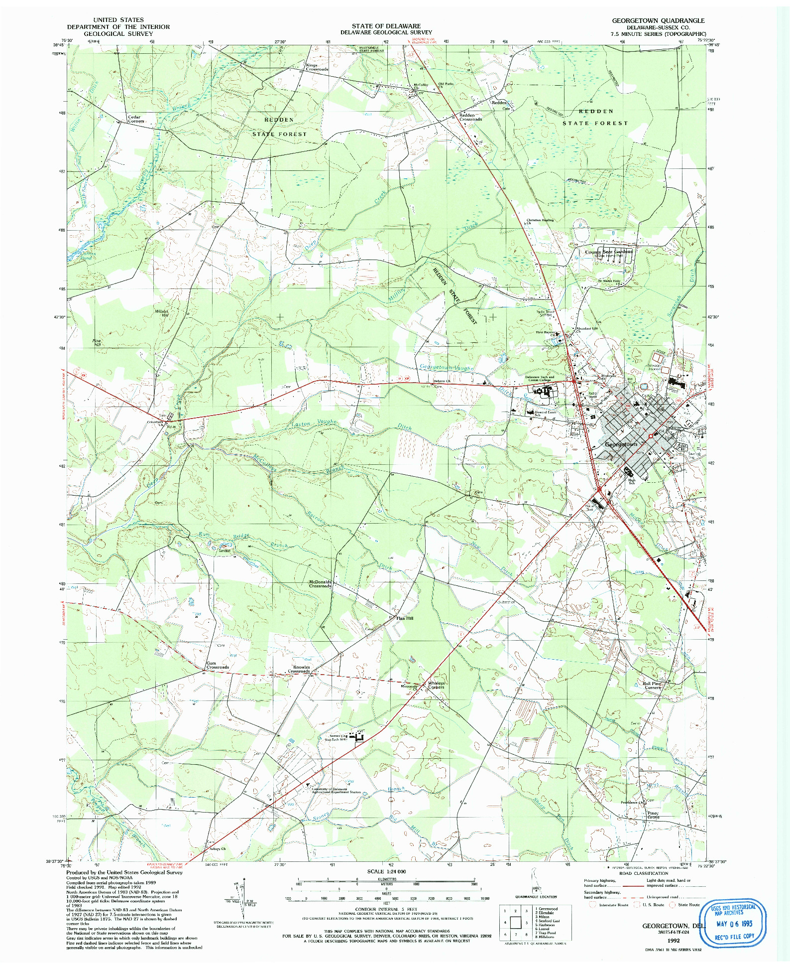USGS 1:24000-SCALE QUADRANGLE FOR GEORGETOWN, DE 1992