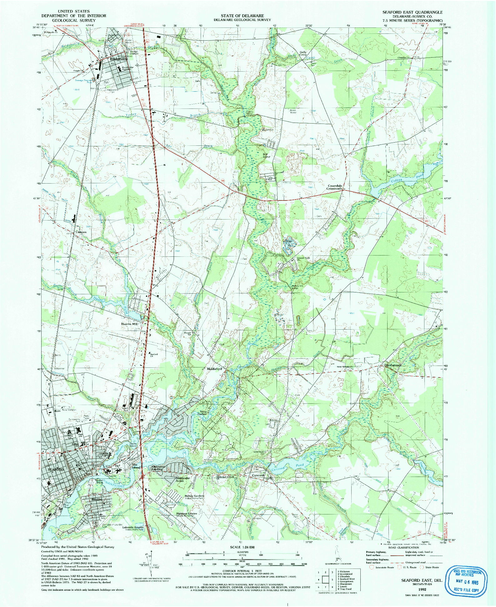 USGS 1:24000-SCALE QUADRANGLE FOR SEAFORD EAST, DE 1992