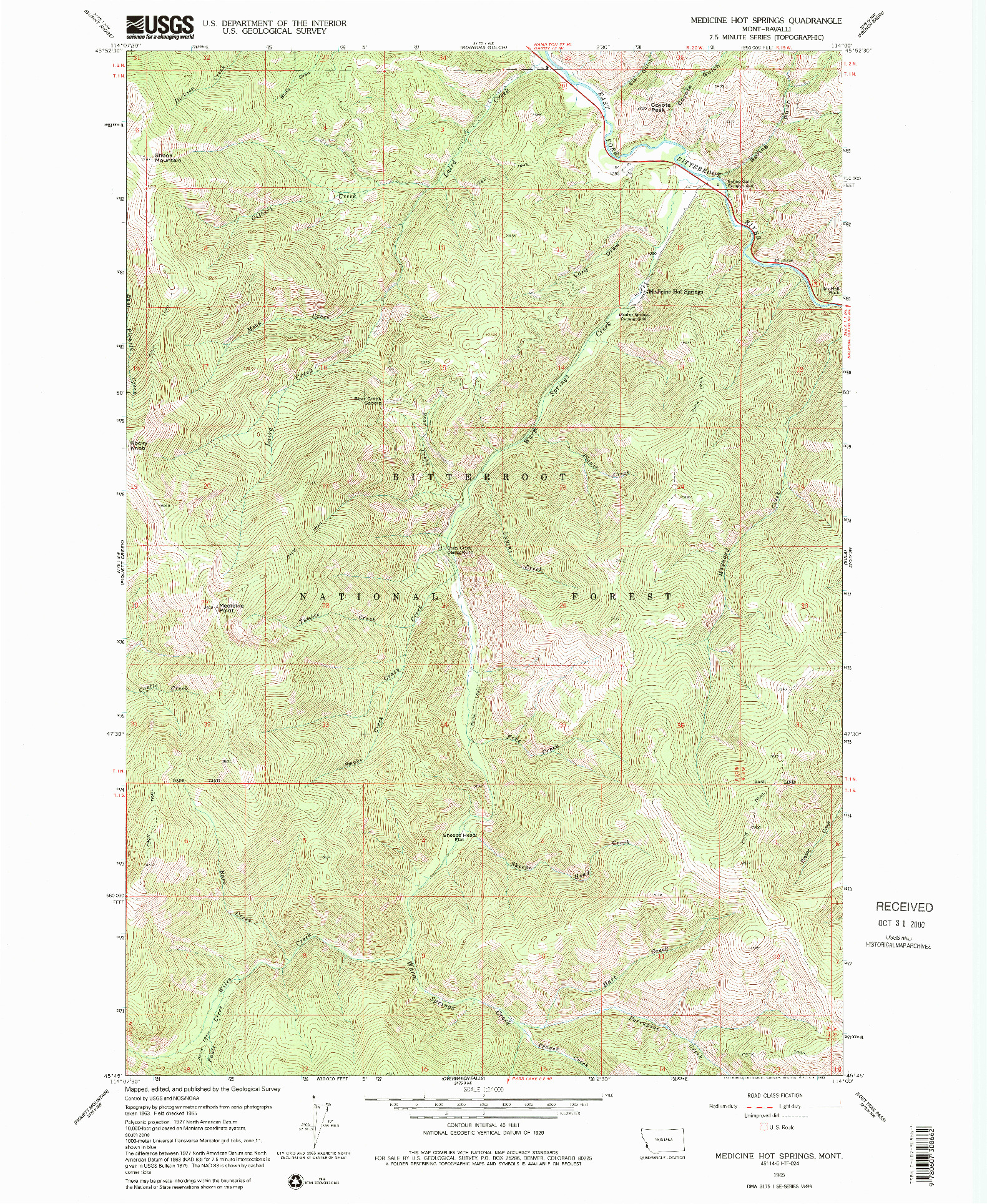 USGS 1:24000-SCALE QUADRANGLE FOR MEDICINE HOT SPRINGS, MT 1965