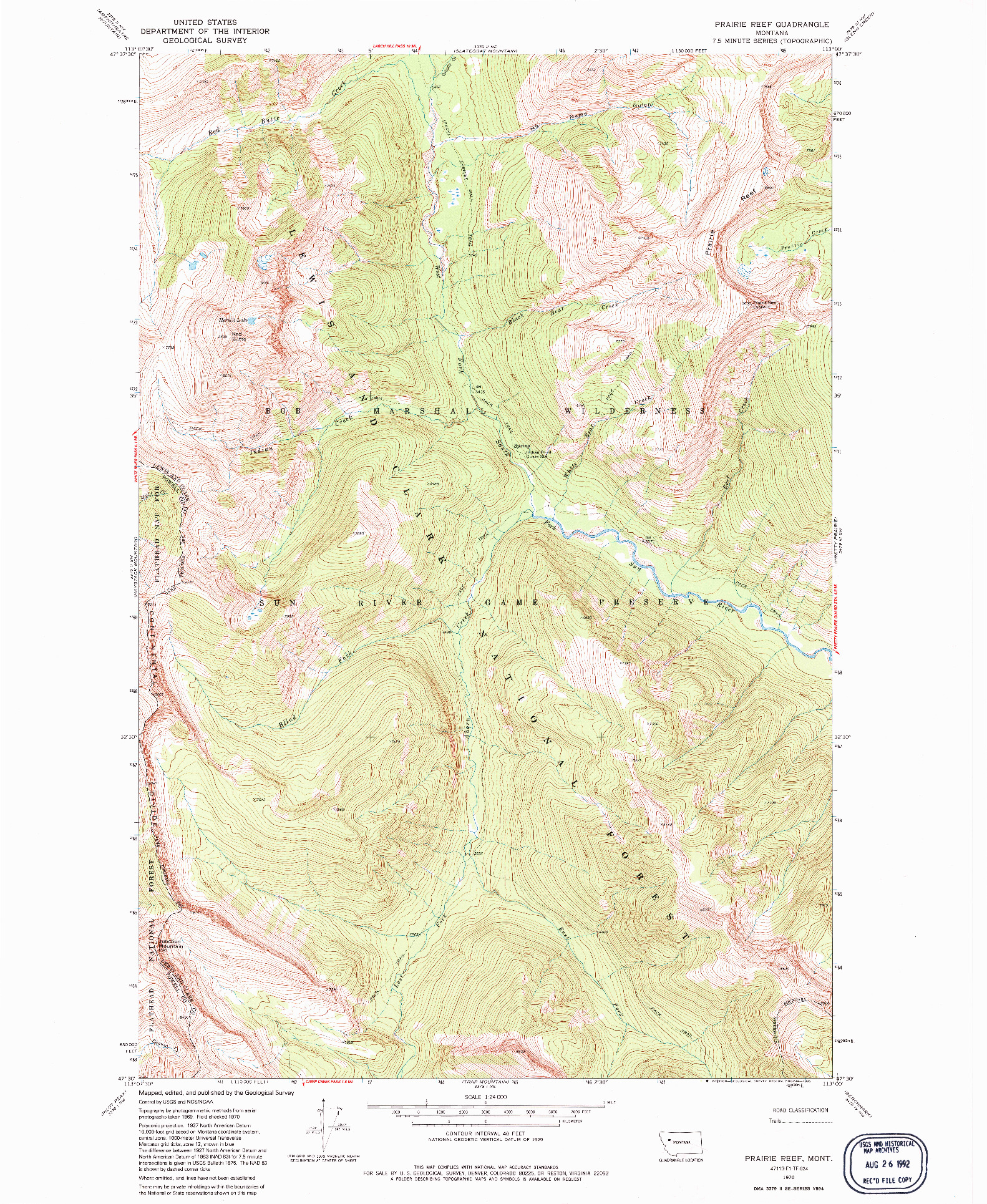 USGS 1:24000-SCALE QUADRANGLE FOR PRAIRIE REEF, MT 1970