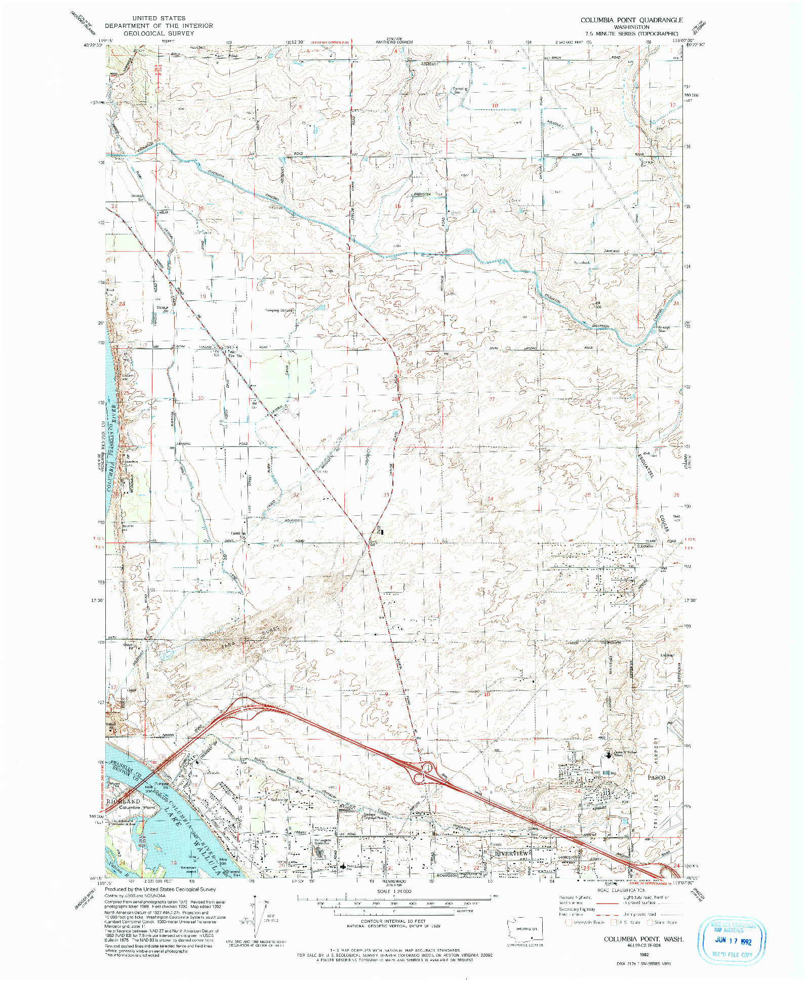 USGS 1:24000-SCALE QUADRANGLE FOR COLUMBIA POINT, WA 1992