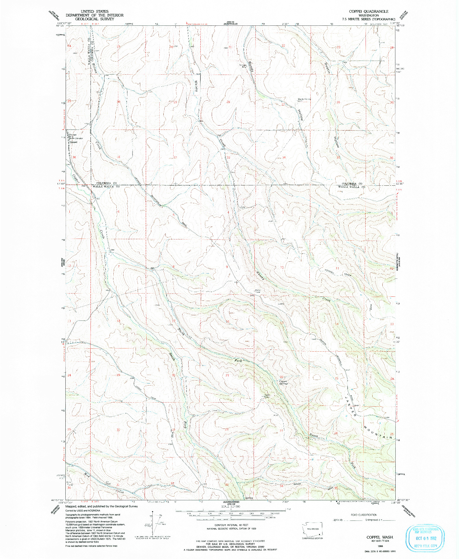 USGS 1:24000-SCALE QUADRANGLE FOR COPPEI, WA 1966
