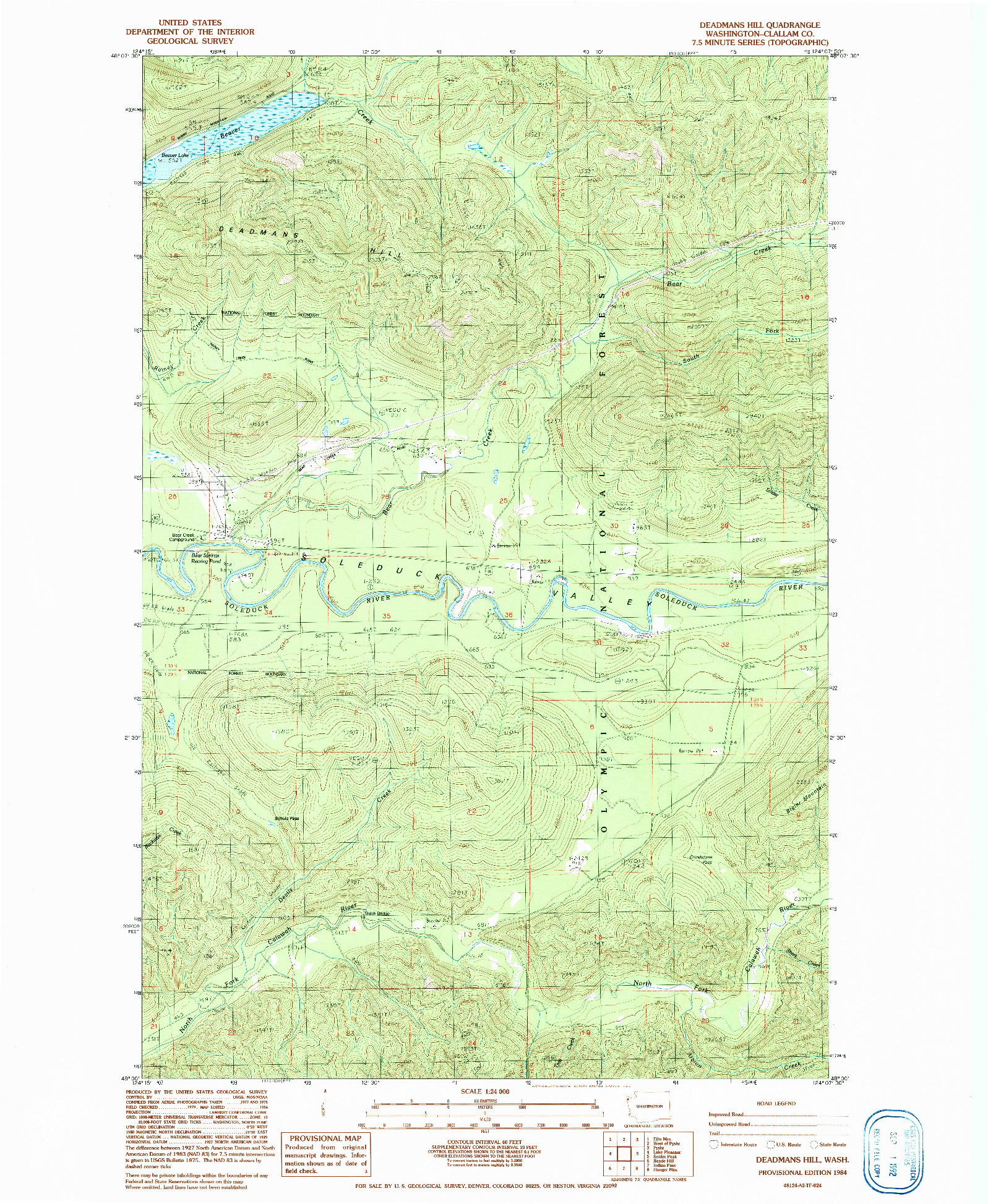 USGS 1:24000-SCALE QUADRANGLE FOR DEADMANS HILL, WA 1984